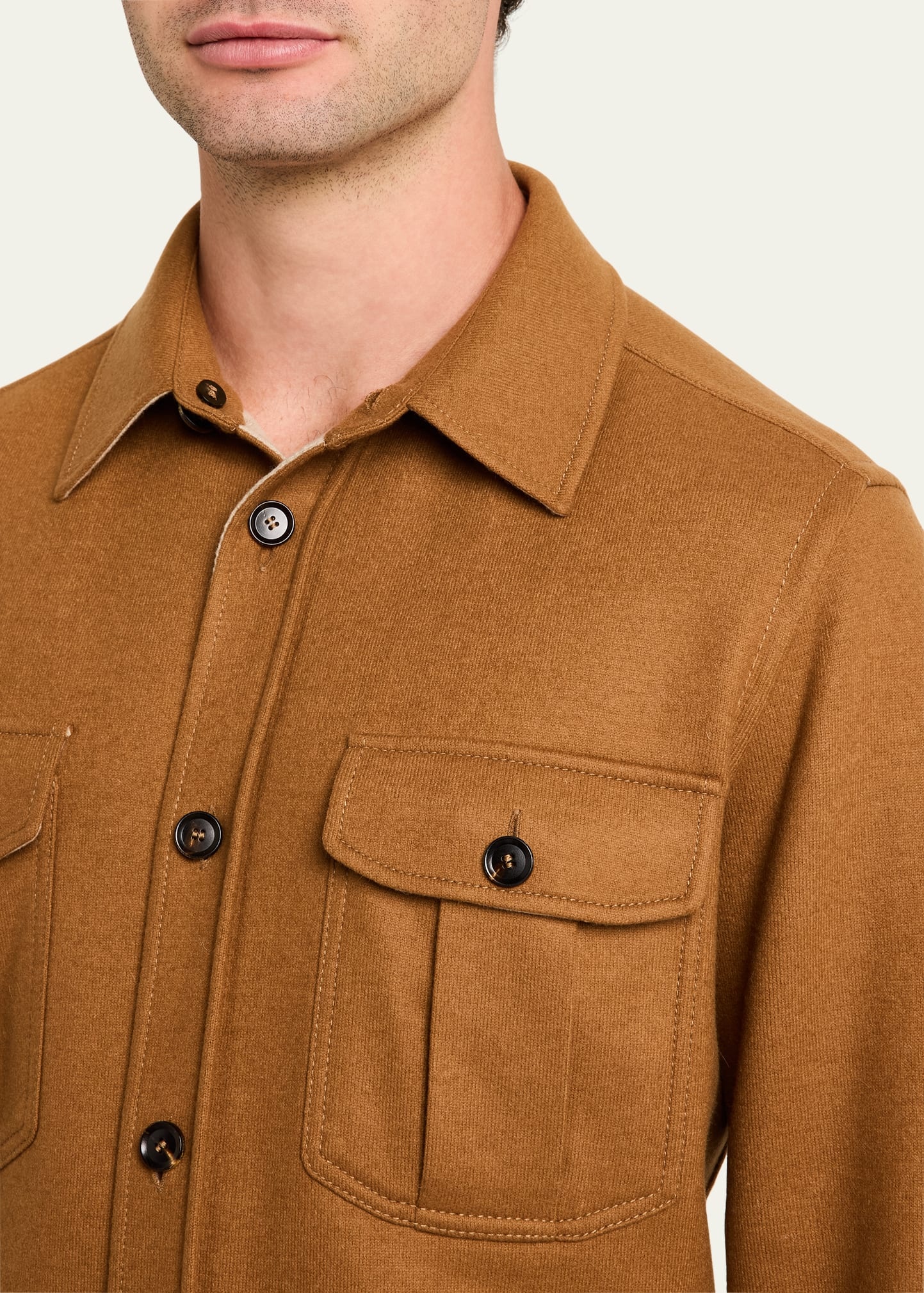 Men's Wool and Cashmere Double-Face Overshirt - 5