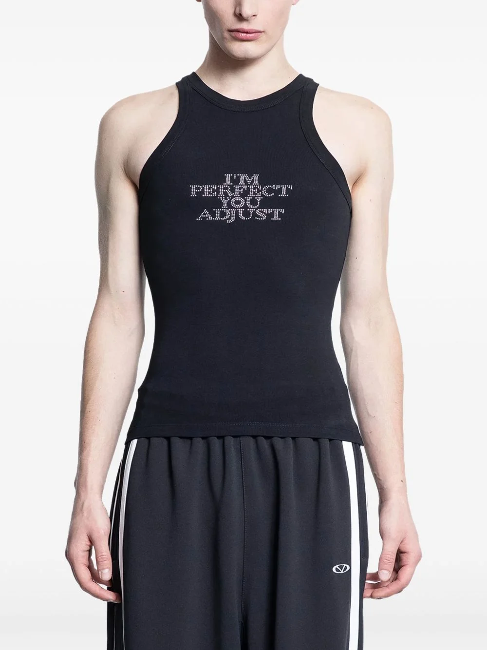 embellished-letter tank top - 1