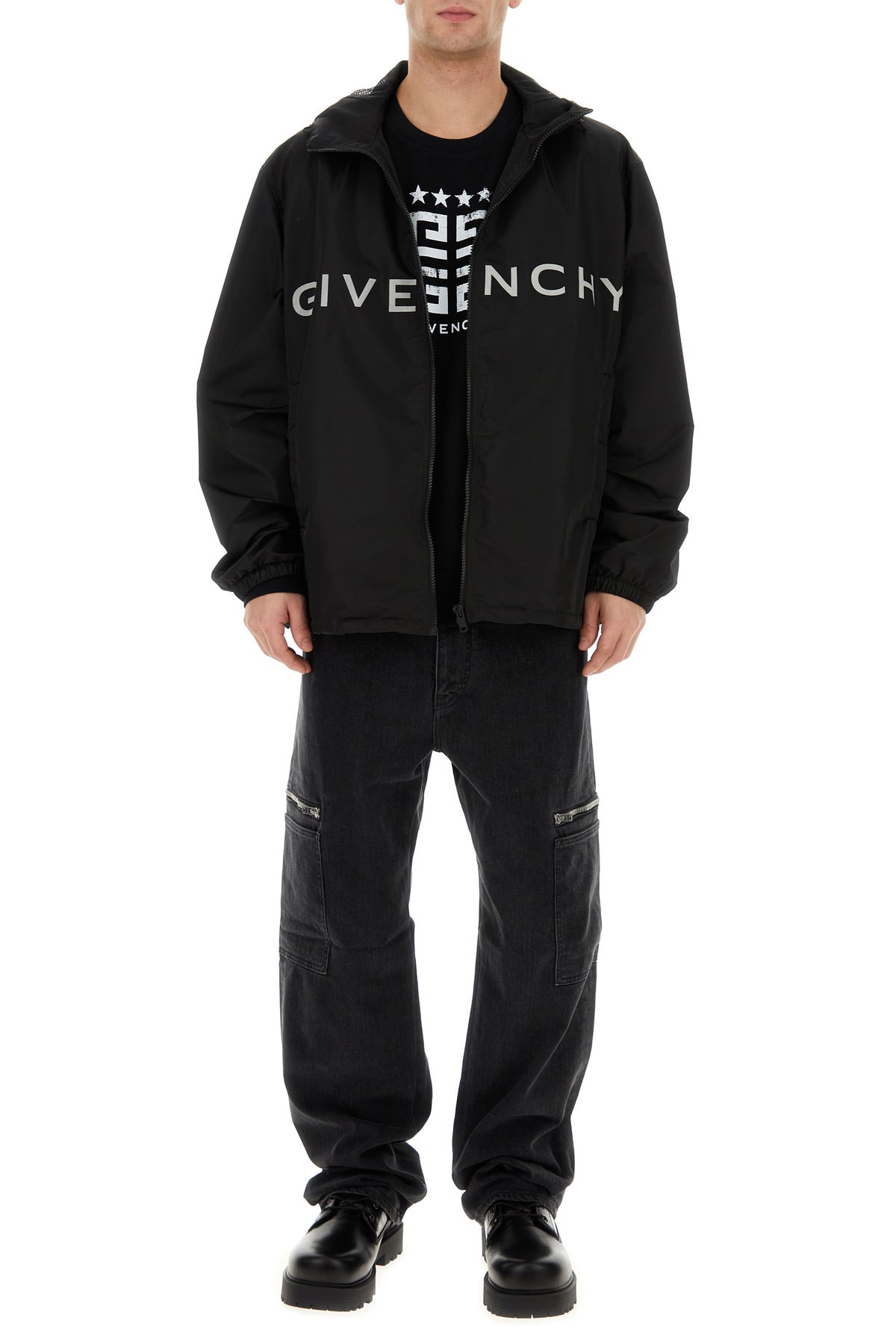 Black stretch denim cargo jeans - 6