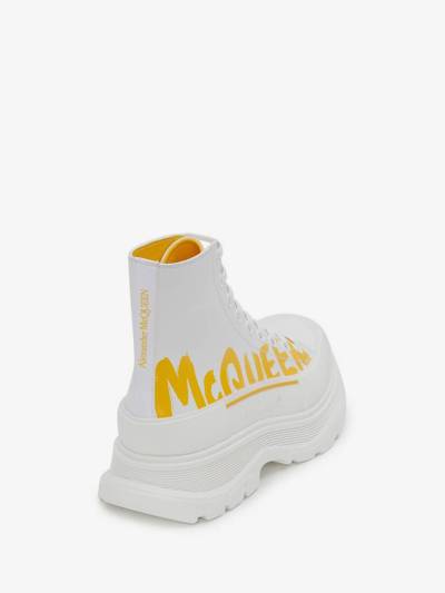 Alexander McQueen Men's Tread Slick Boot in White/pop Yellow outlook