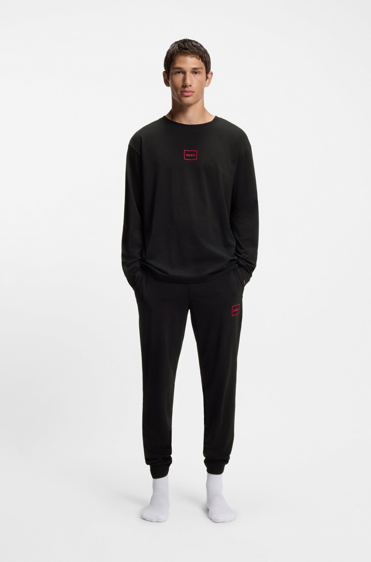 STRETCH-COTTON TRACKSUIT BOTTOMS WITH LOGO PRINT - 3