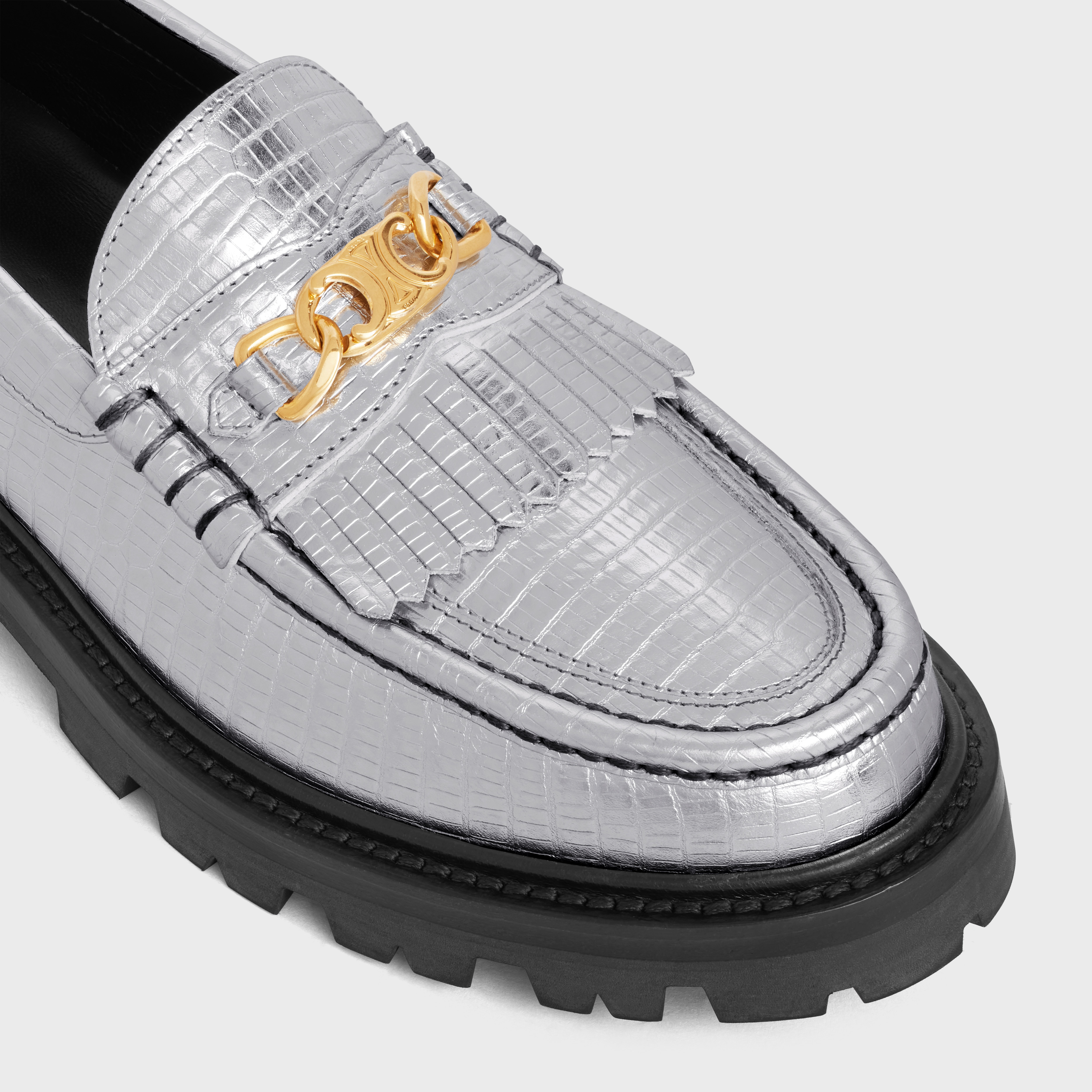 MARGARET LOAFER WITH TRIOMPHE in LAMINATED TEJUS STAMPED CALFSKIN - 4