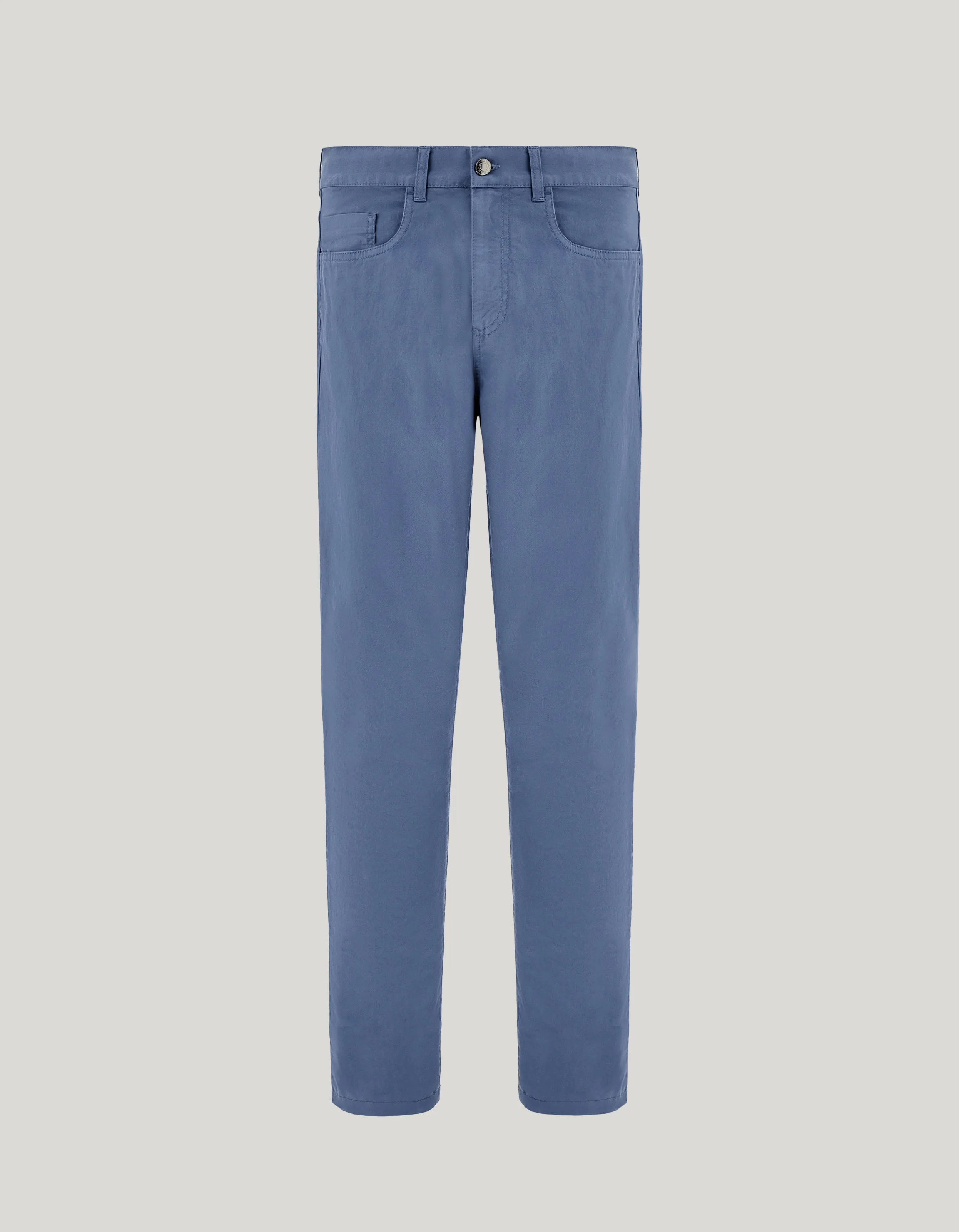 AIR FORCE BLUE REGULAR FIT FIVE-POCKET COTTON MICROTWILL PANTS - 1