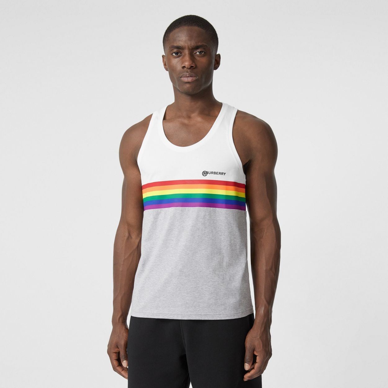 Rainbow Stripe Print Cotton Vest – Unisex - 1