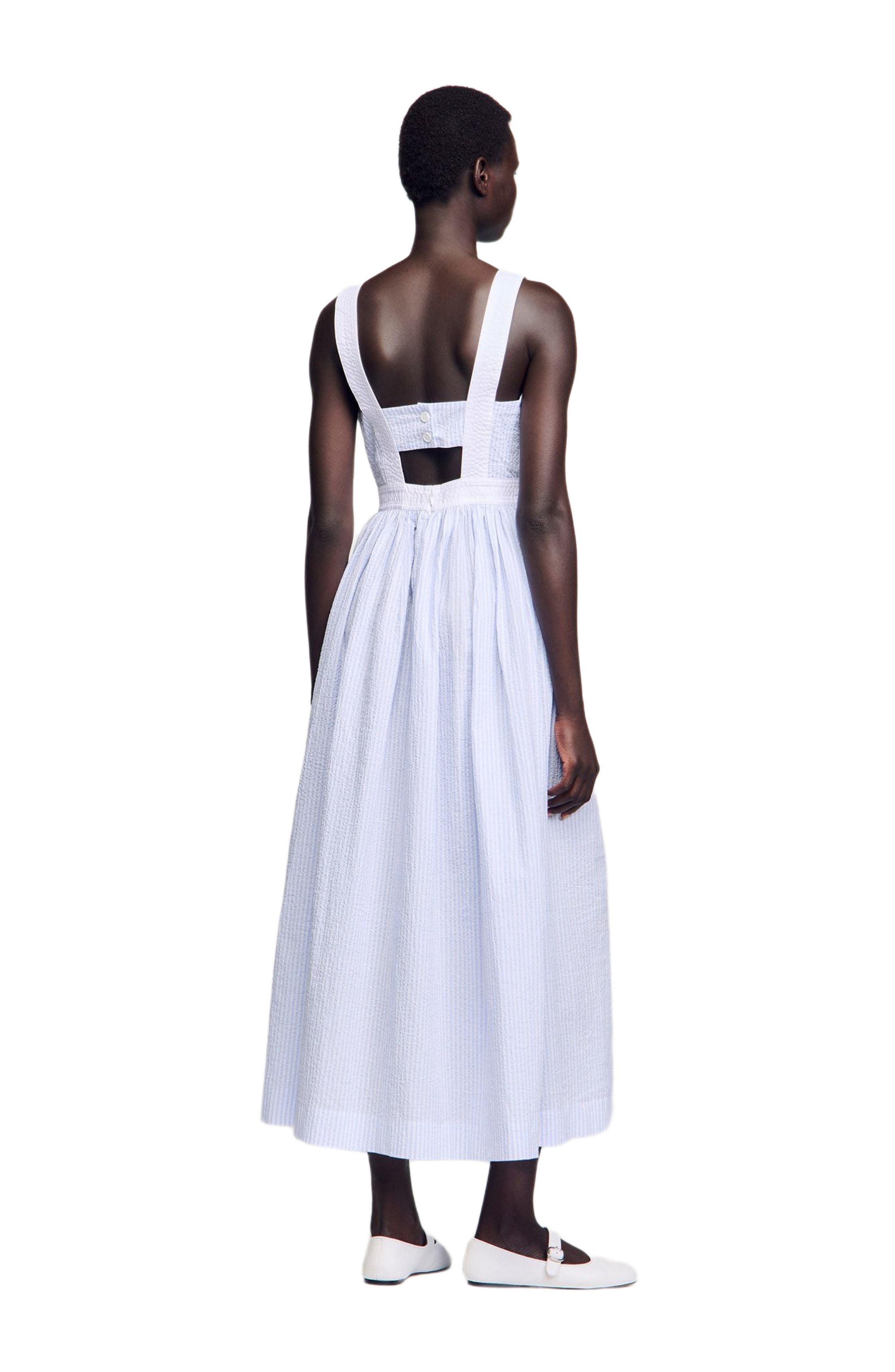 SANDRO Long striped dress in Ciel /Blanc at Nordstrom - 2