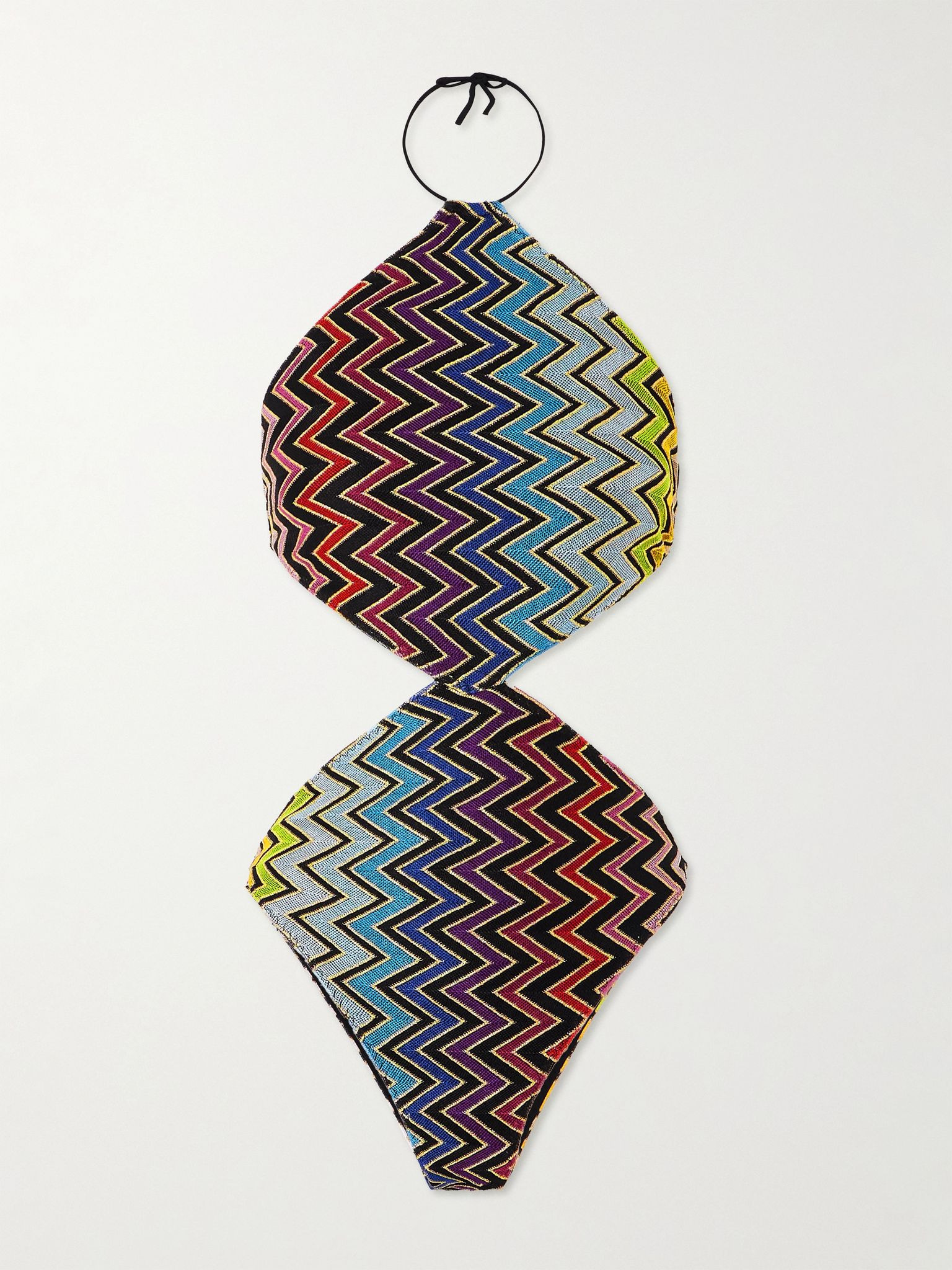 Mare cutout striped metallic crochet-knit swimsuit Multi - 1