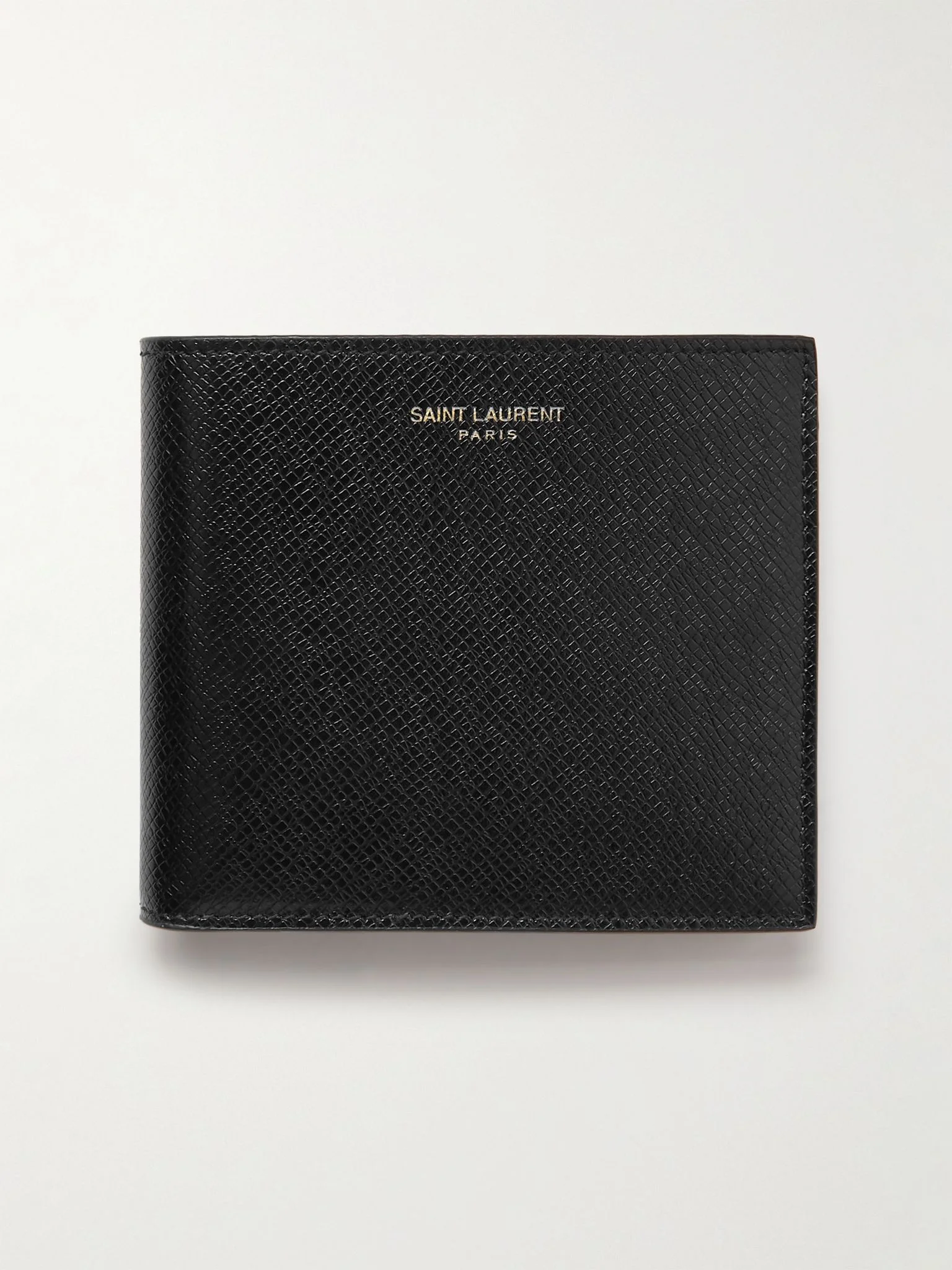 Logo-Embellished Upcycled Cross-Grain Leather Bifold Wallet Black - 1