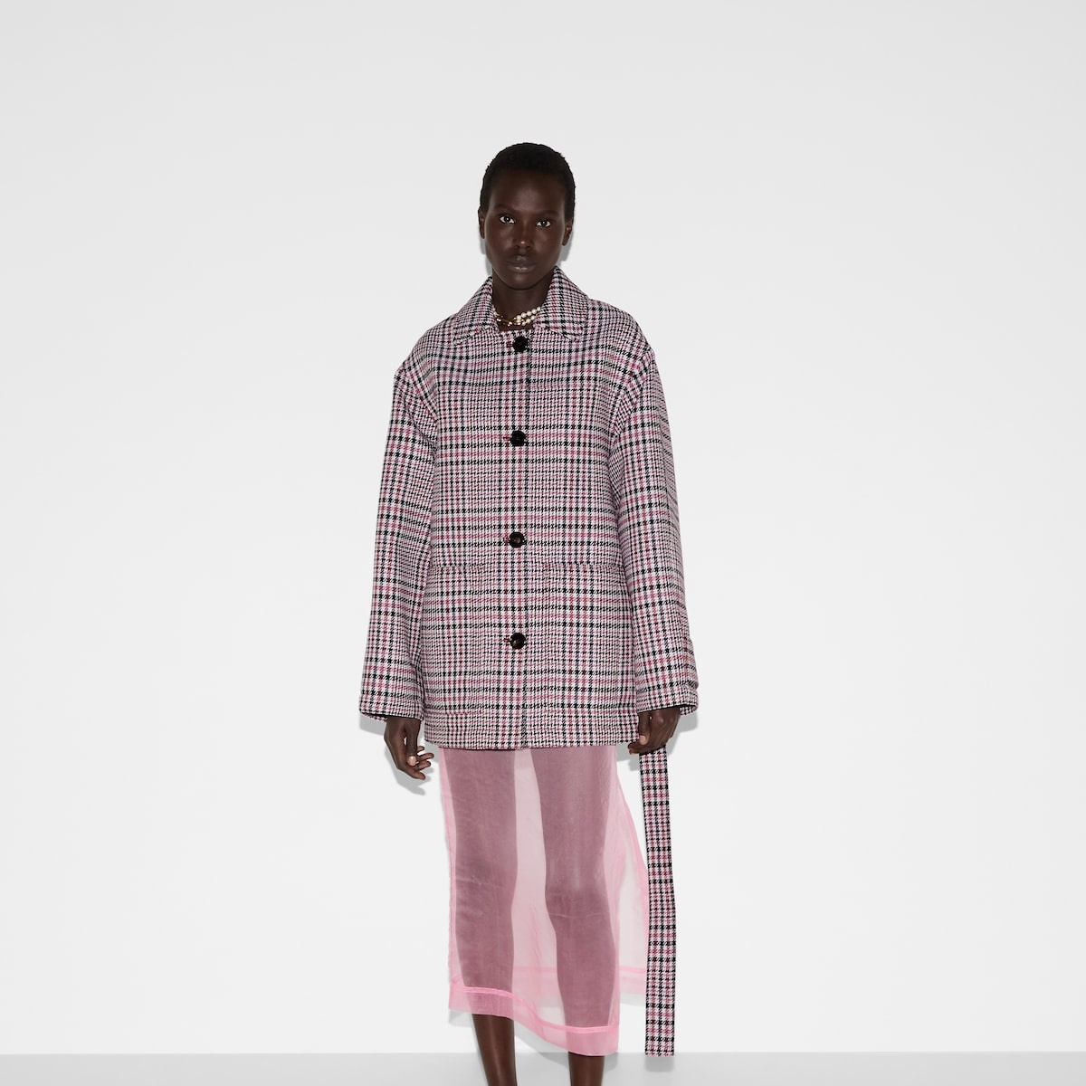 Check wool crêpe jacket - 3
