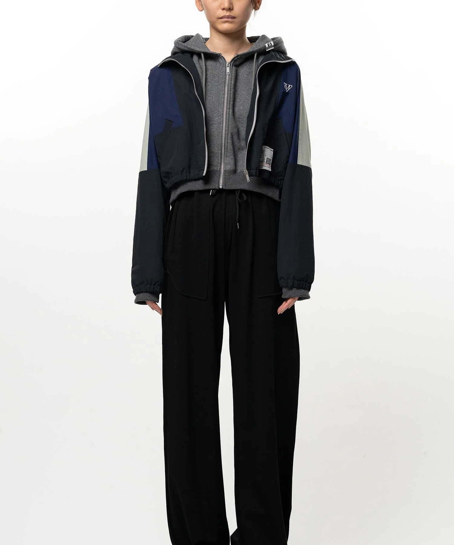 Layered Nylon Zip up Jacket - 1