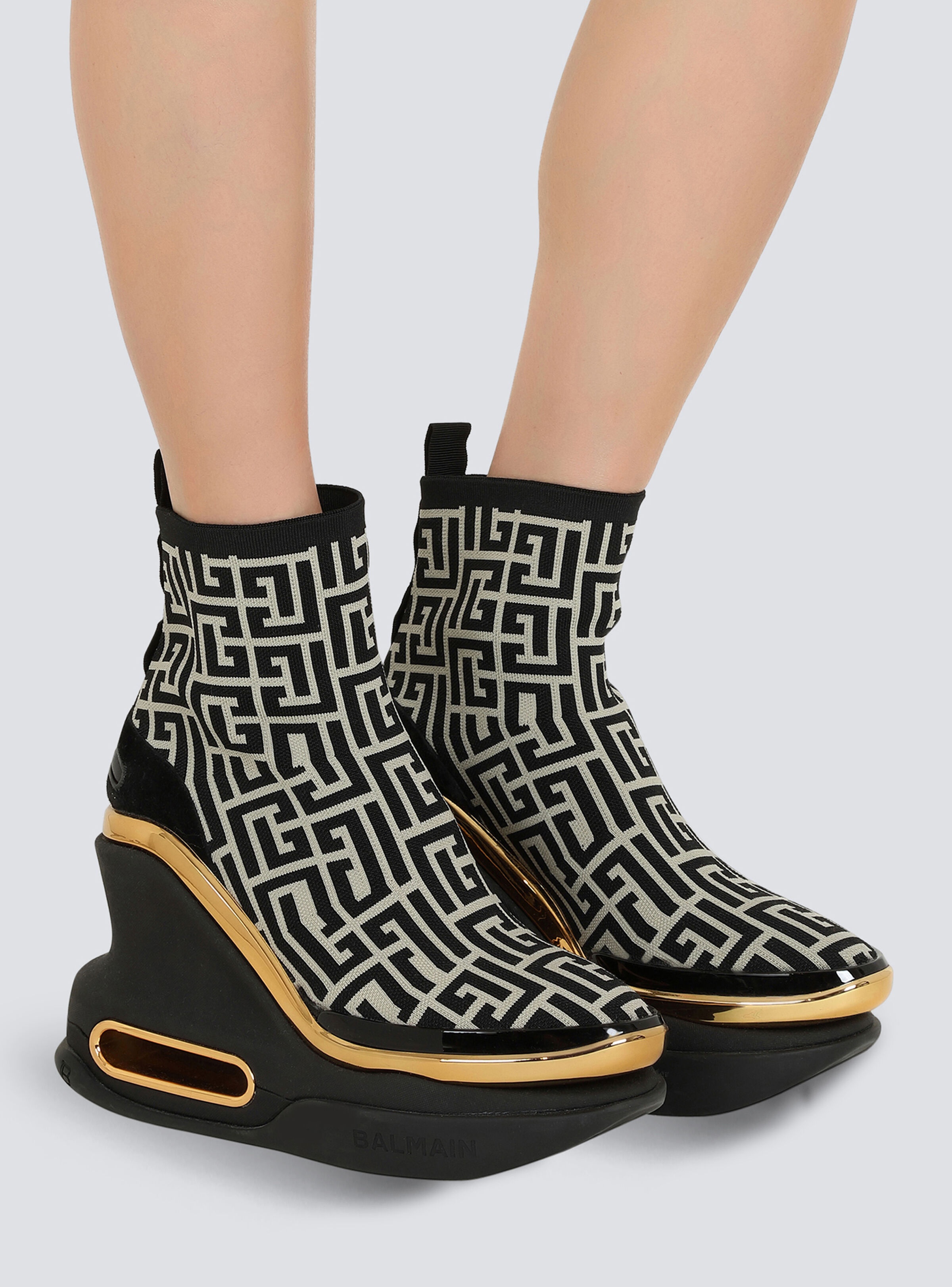 Bicolor and suede B-Bold wedge sneakers - 8