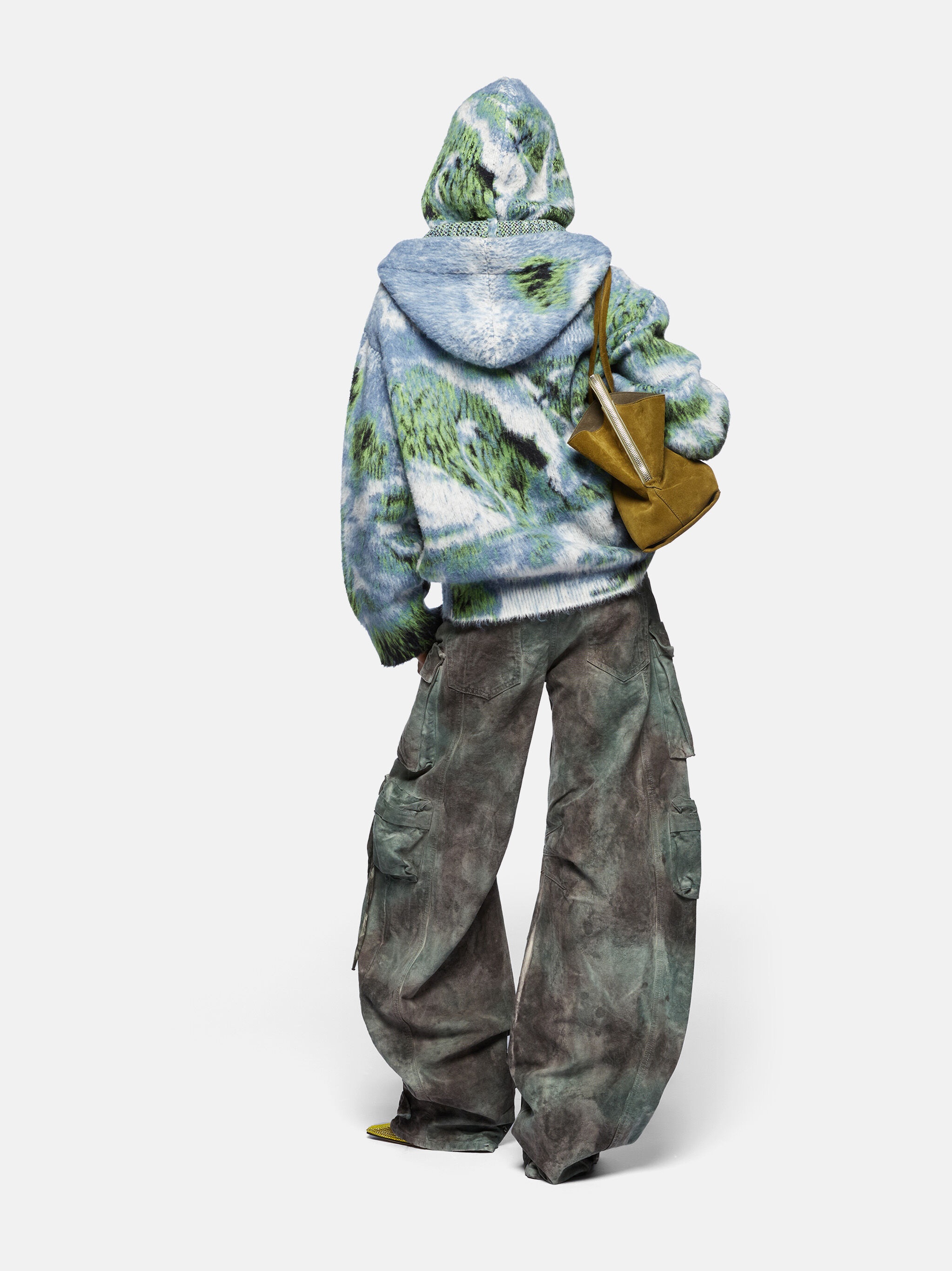 ''FERN'' STAINED GREEN CAMOUFLAGE LONG PANTS - 3