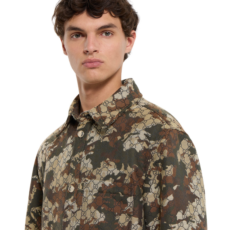 GG marbled cotton denim jacquard shirt 3