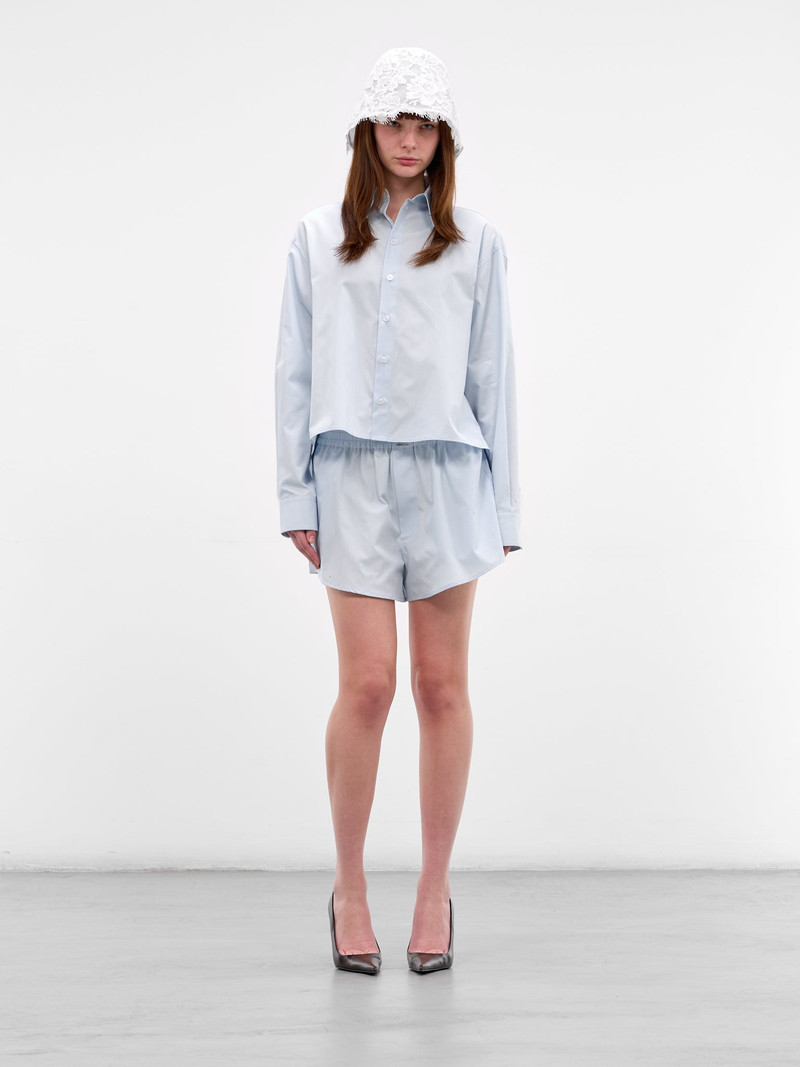 MM6 Maison Margiela Blue Cotton Poplin Elasticated Shorts outlook