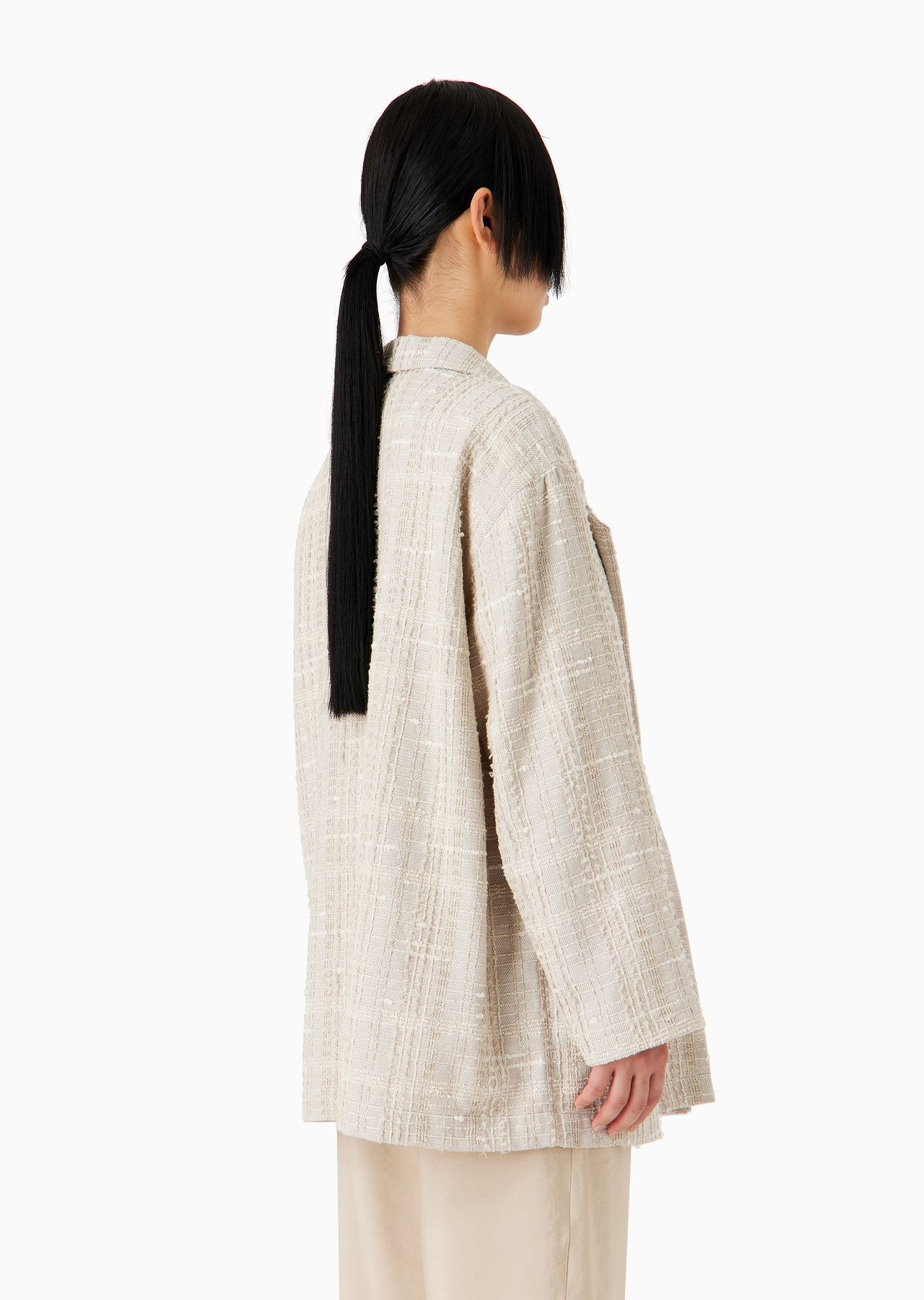 Check tweed oversized single-breasted jacket - 3