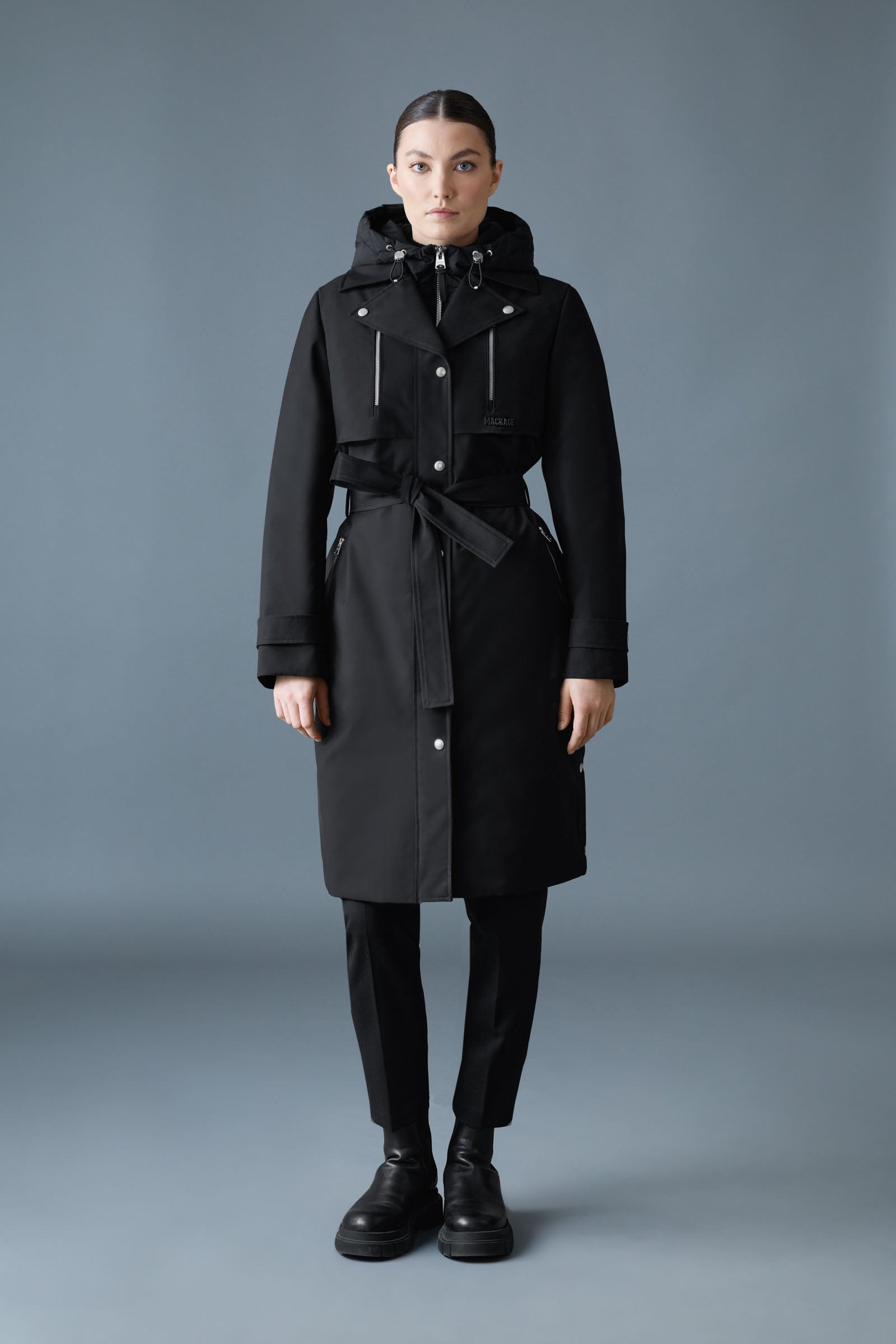SIOBHAN Down Trench Coat with Removable Bib - 2