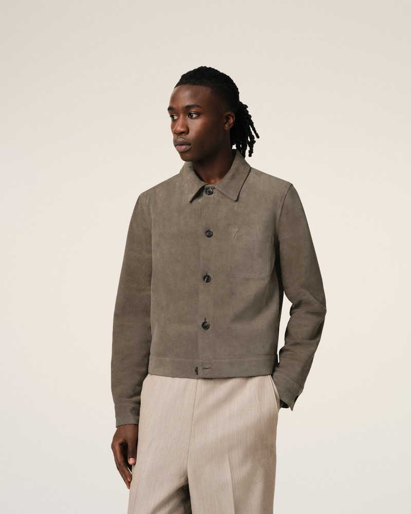 BEIGE LEATHER BUTTONED JACKET 3