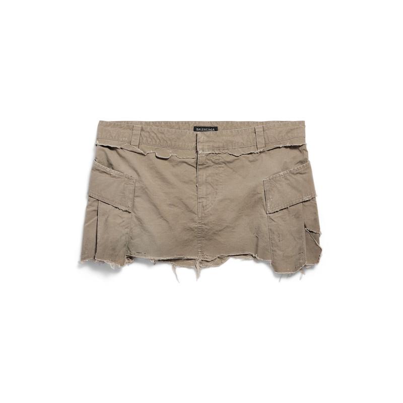 Women's Cargo Mini Skirt in Dark Beige 1