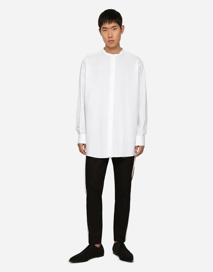 Oversize cotton shirt with Mandarin collar - 4