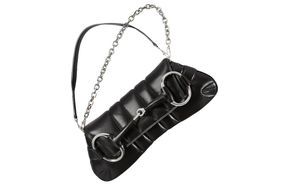 (WMNS) Gucci Horsebit Chain Medium Shoulder Bag 'Black' 764255-AACU1-1000 - 5