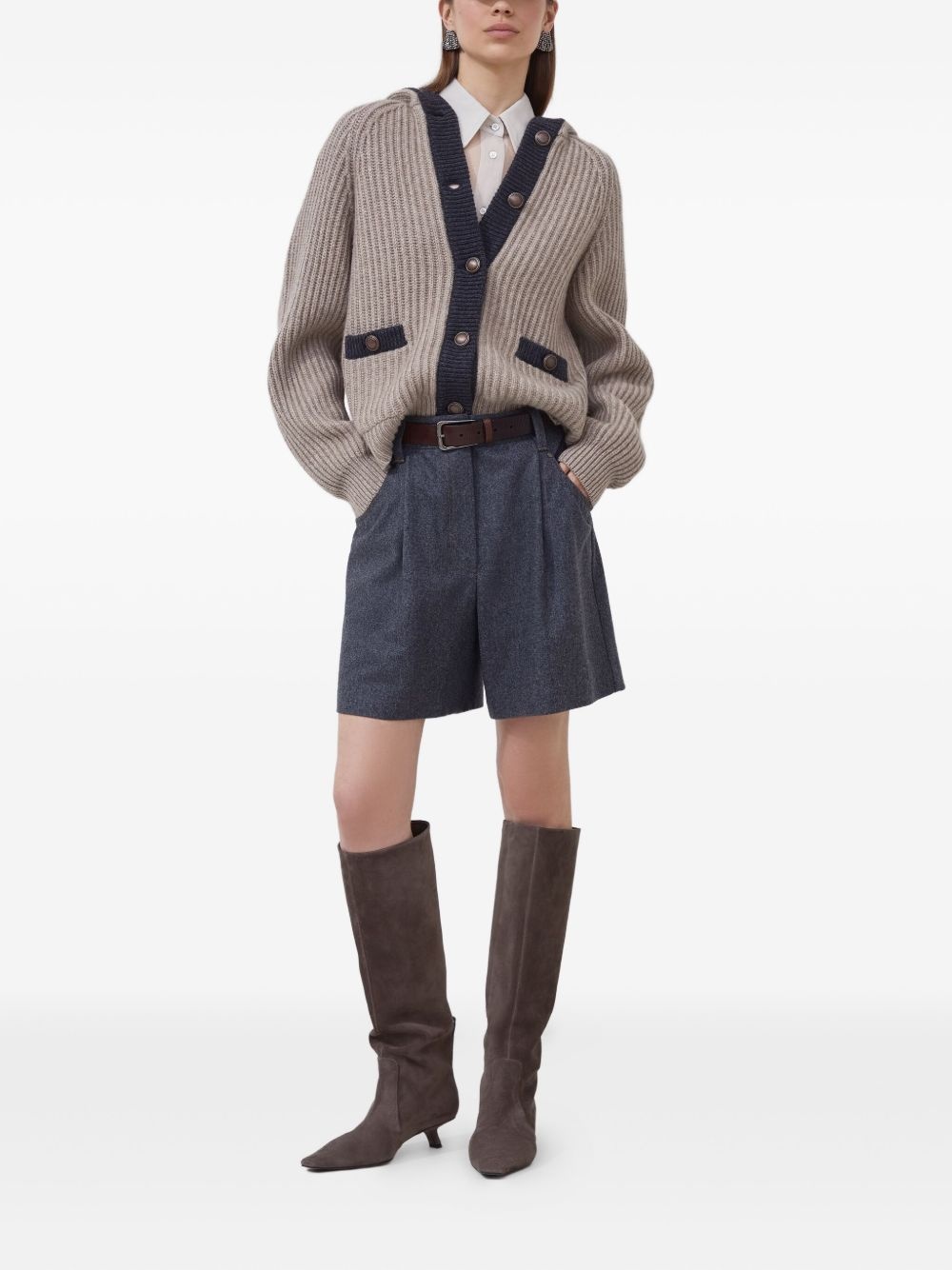 virgin wool knee-length shorts - 2