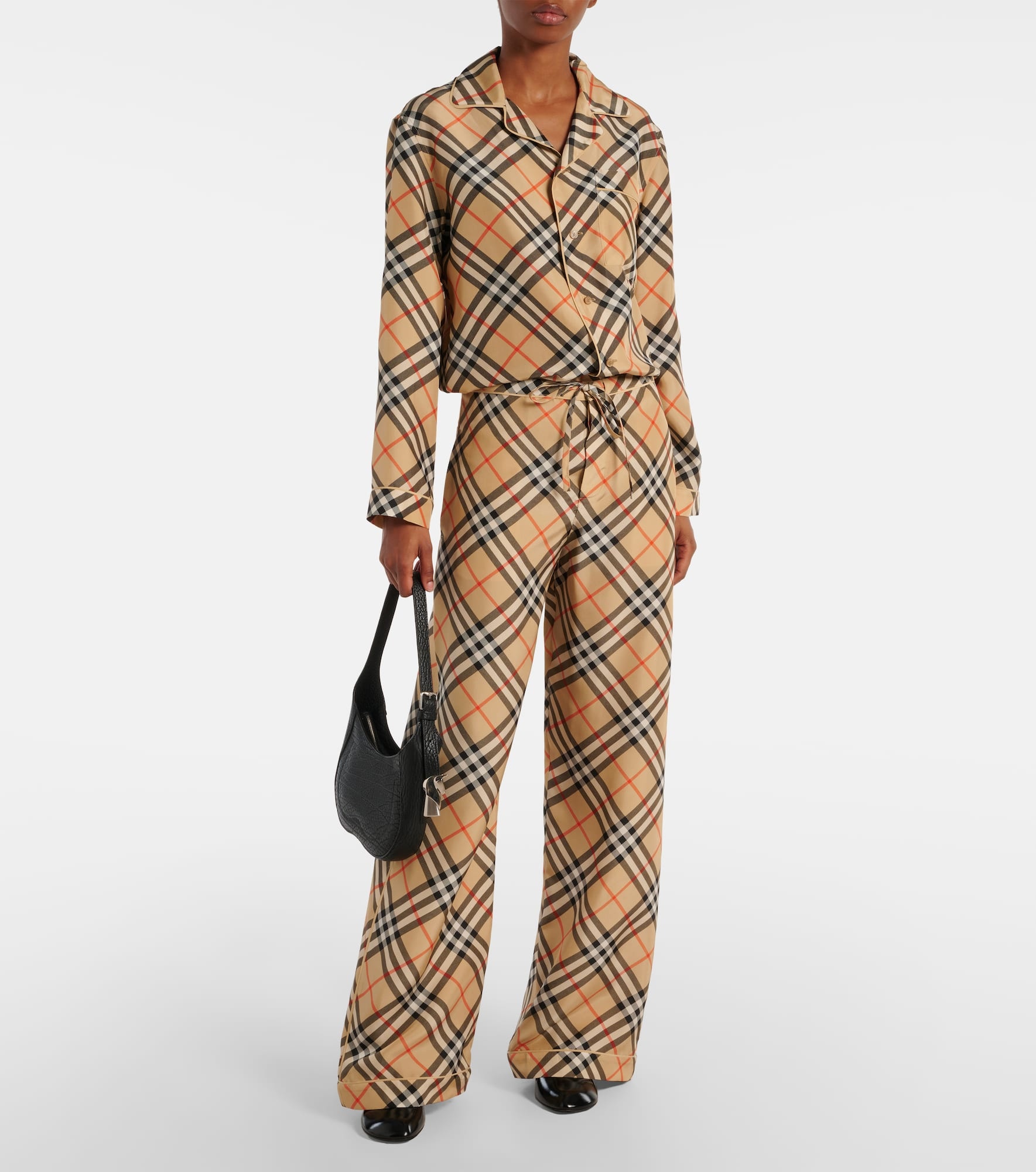 Burberry Check silk wide-leg pants - 2