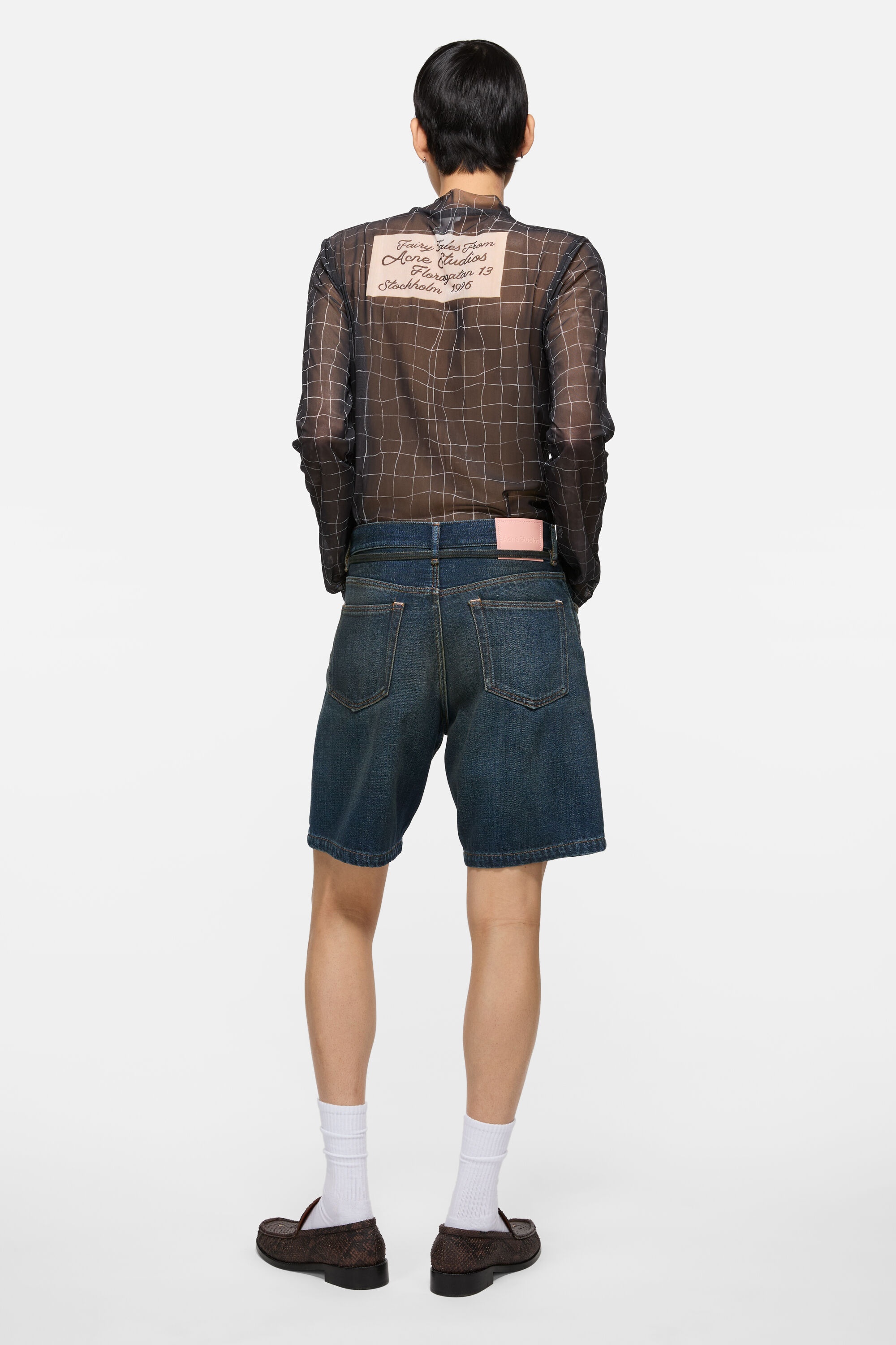 Denim shorts with belt - Loose fit - Dark Blue - 3