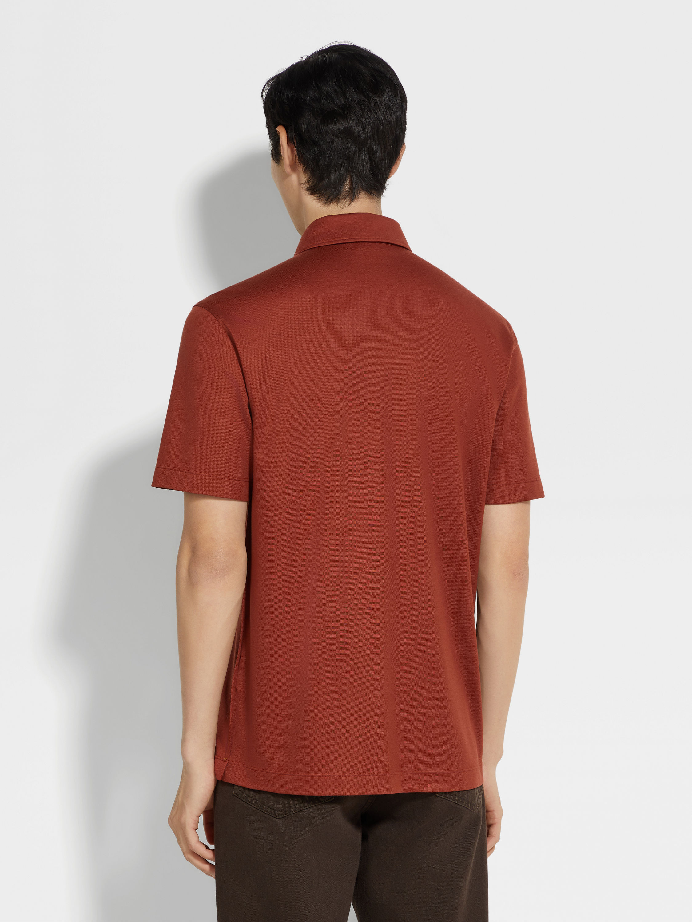 BRICK RED VELLUS AUREUM POLO SHIRT - 5