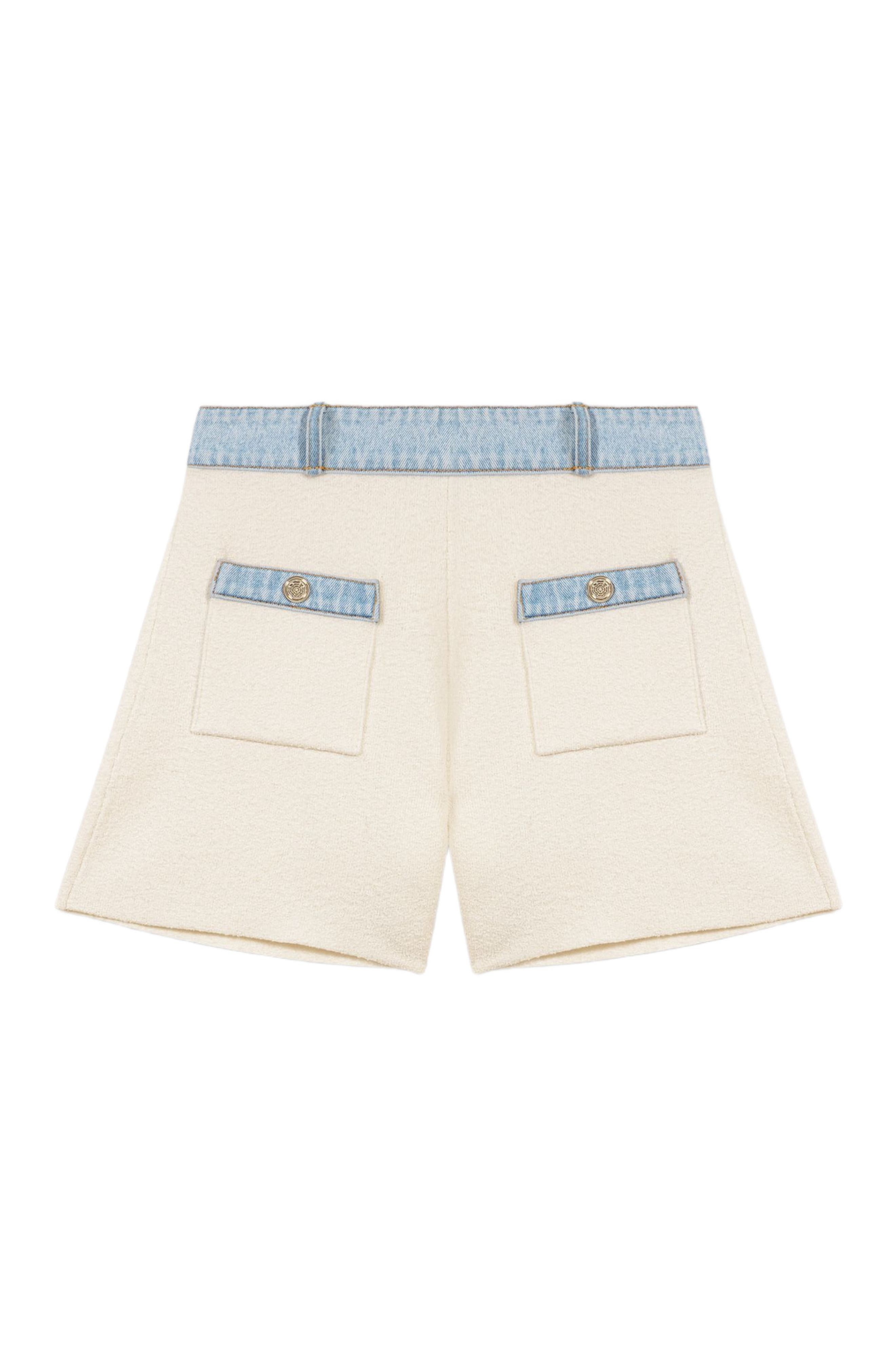 maje Knitted shorts with denim trim in Ecru at Nordstrom - 6