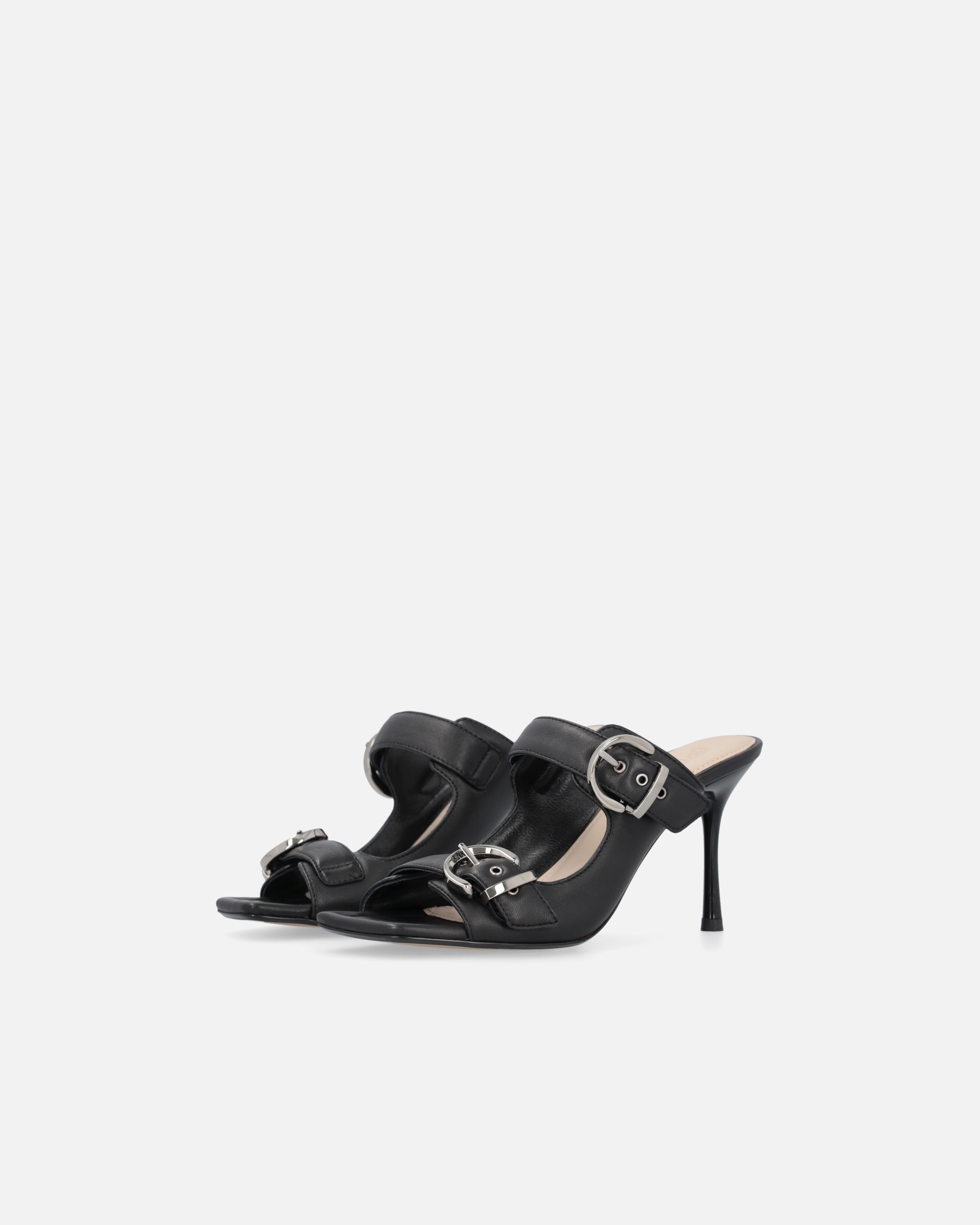 NAPPA LEATHER SANDALS WITH STRAPS AND HEEL - 6