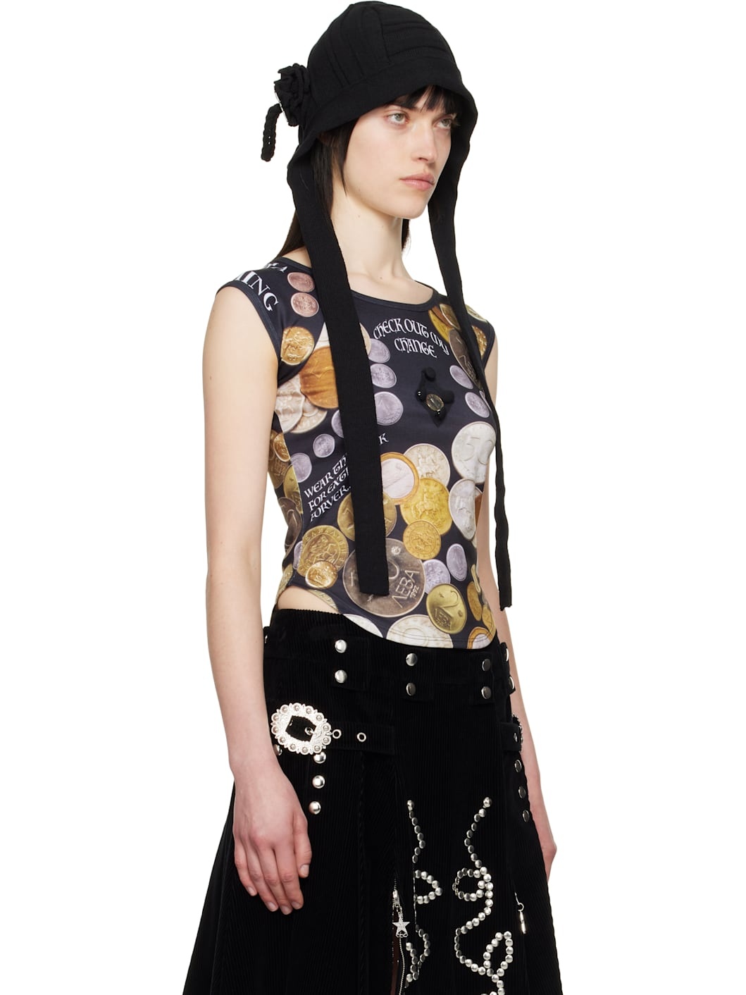 Black Angelica Coin Short Sleeve Top - 2