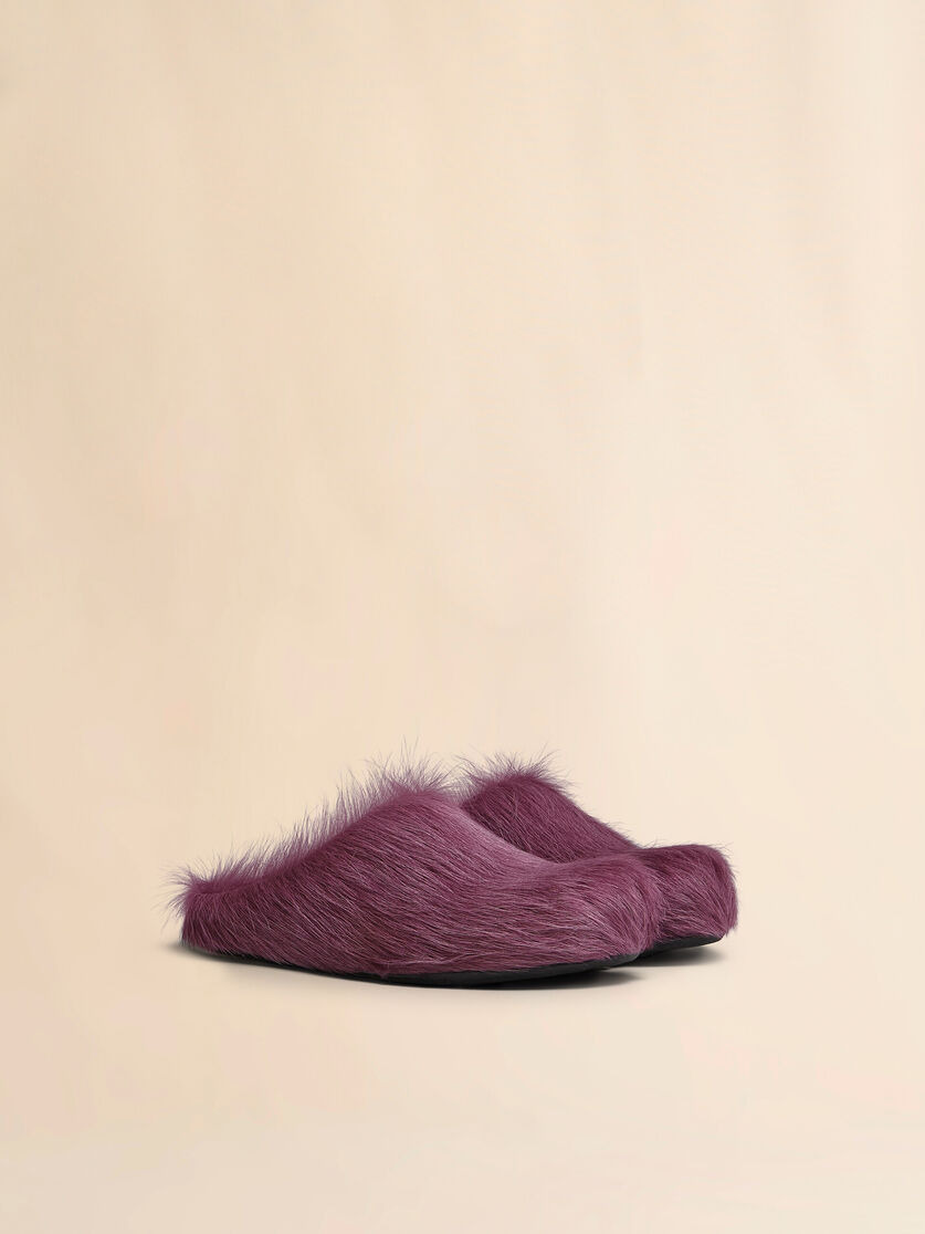 PURPLE LONG HAIR CALFSKIN FUSSBETT SABOT - 2