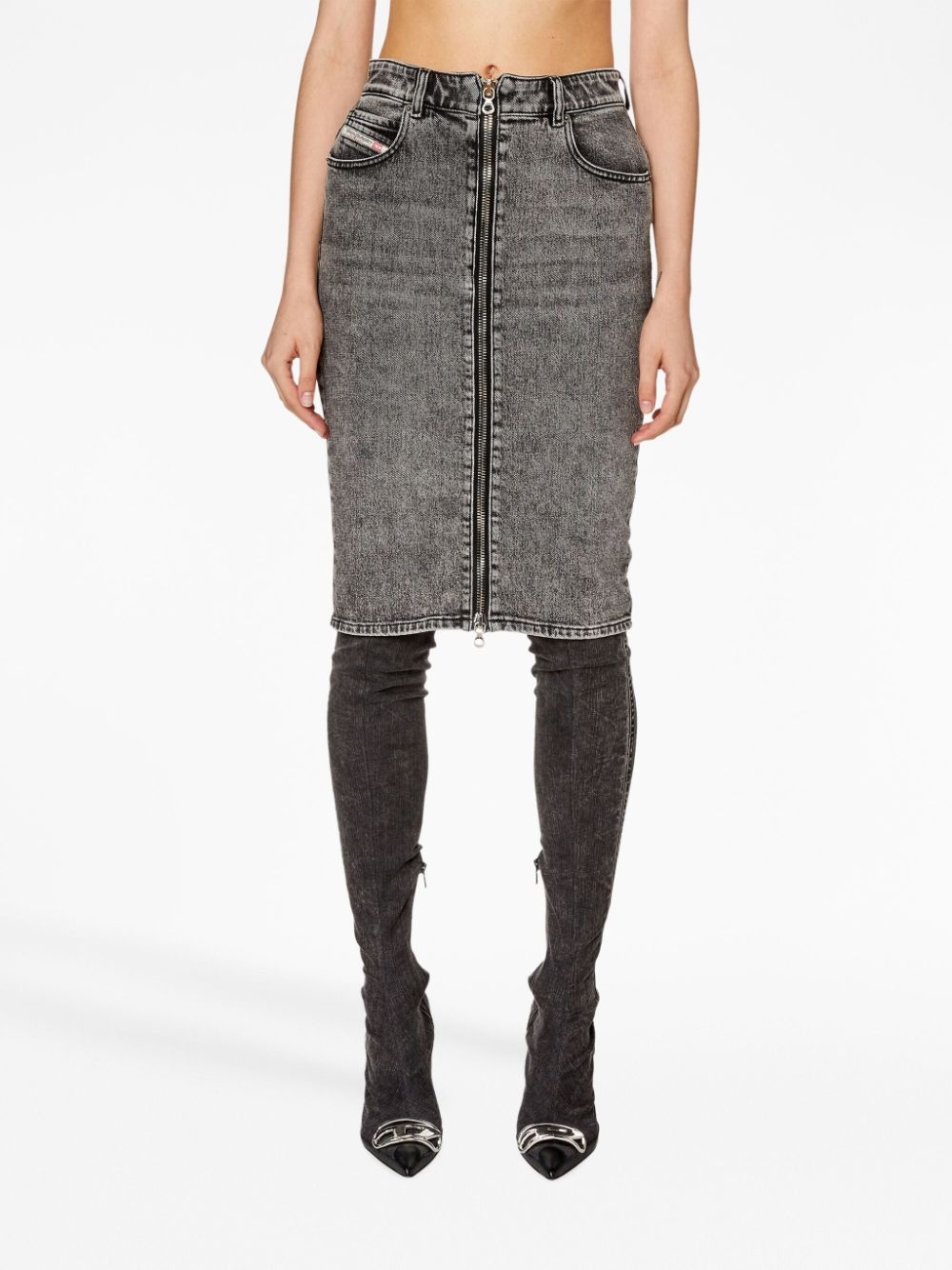 pencil denim midi skirt - 3