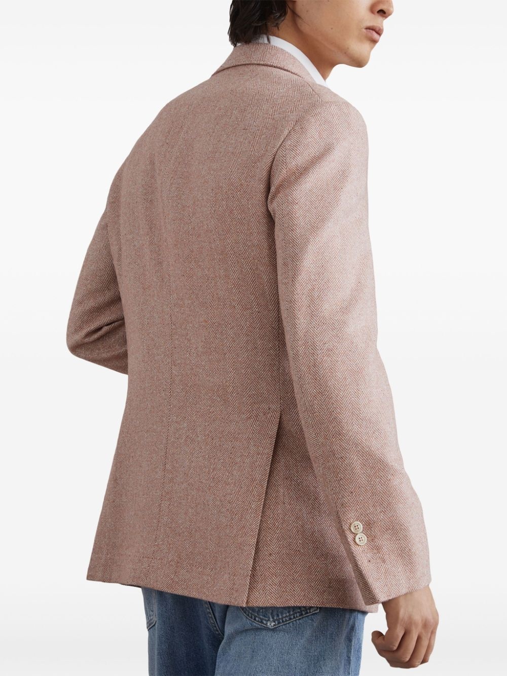 herringbone linen blazer - 4