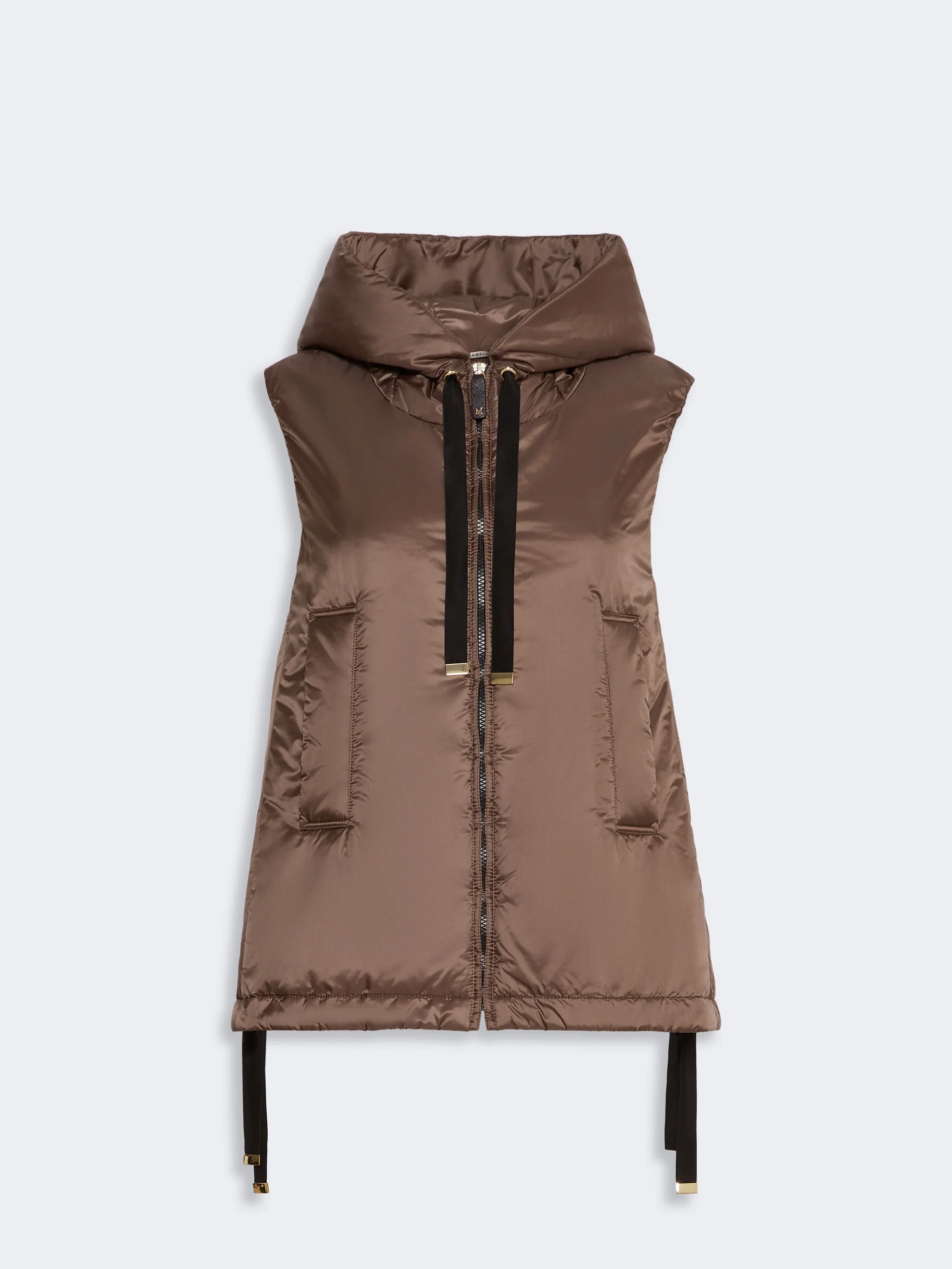 GREENGO Padded water-repellent hooded gilet - BROWN - 1