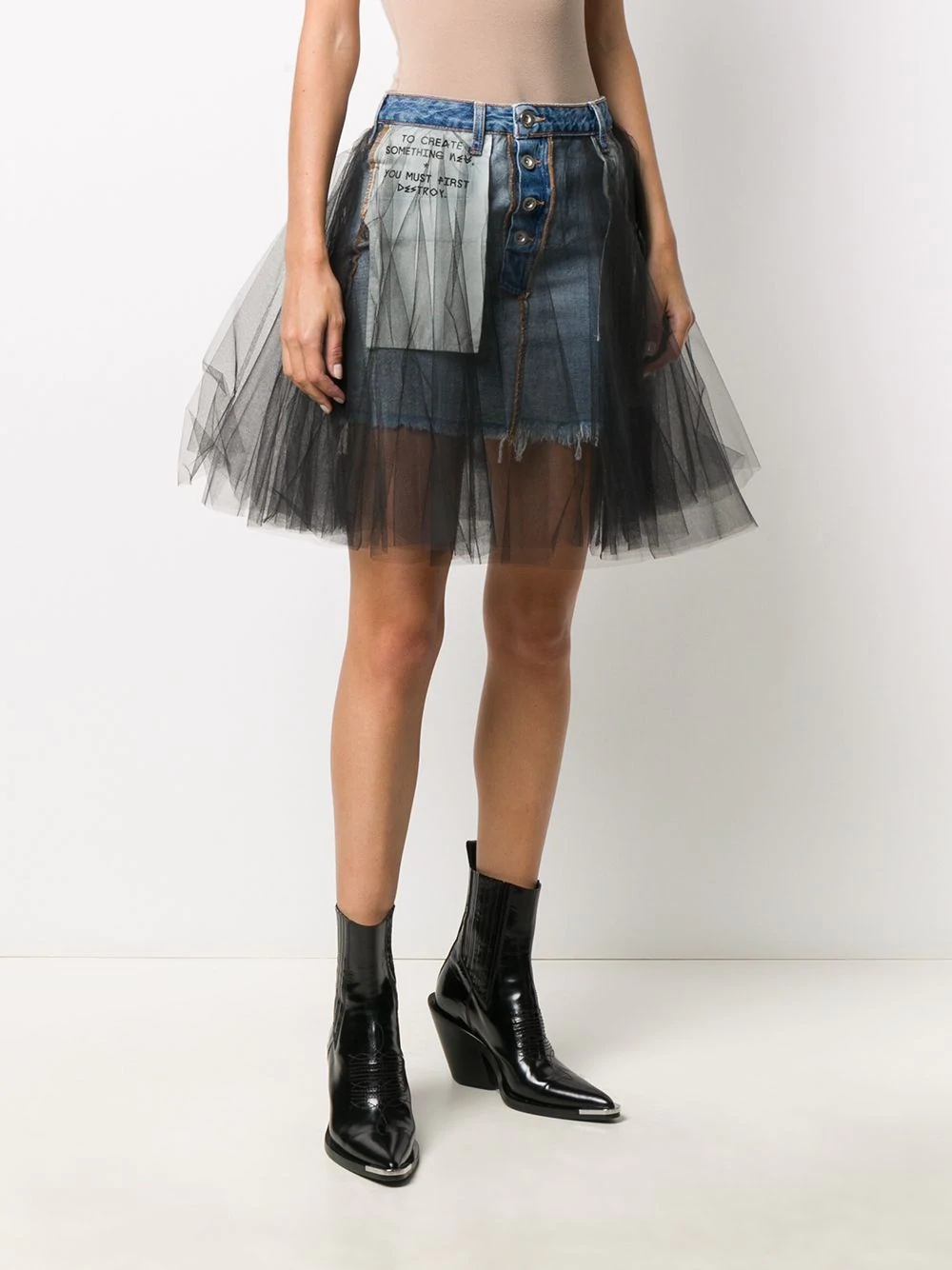 tulle-overlay skirt - 3