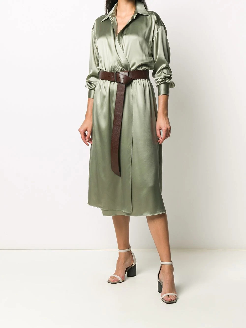 wrap style shirt dress - 2