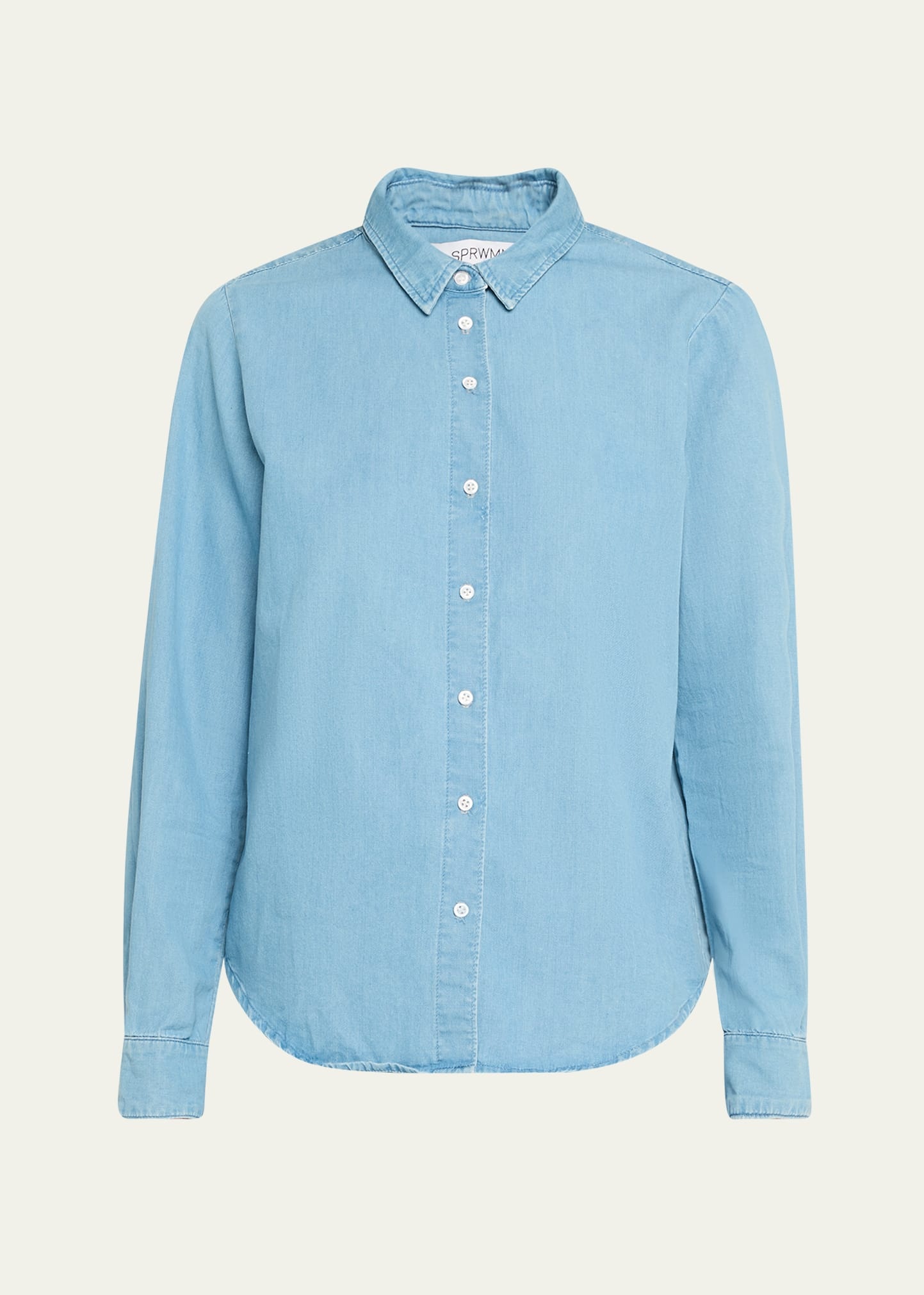 Chambray Fitted Button-Front Shirt - 1