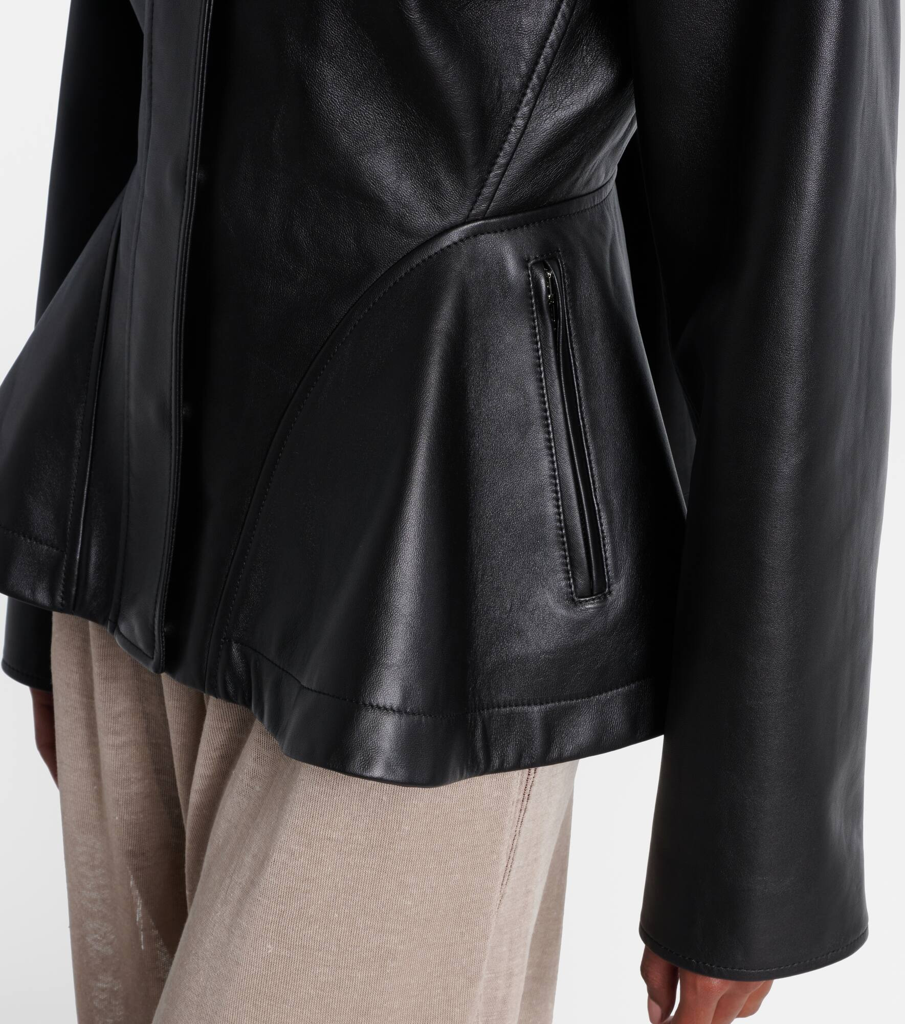 Peplum leather jacket - 5
