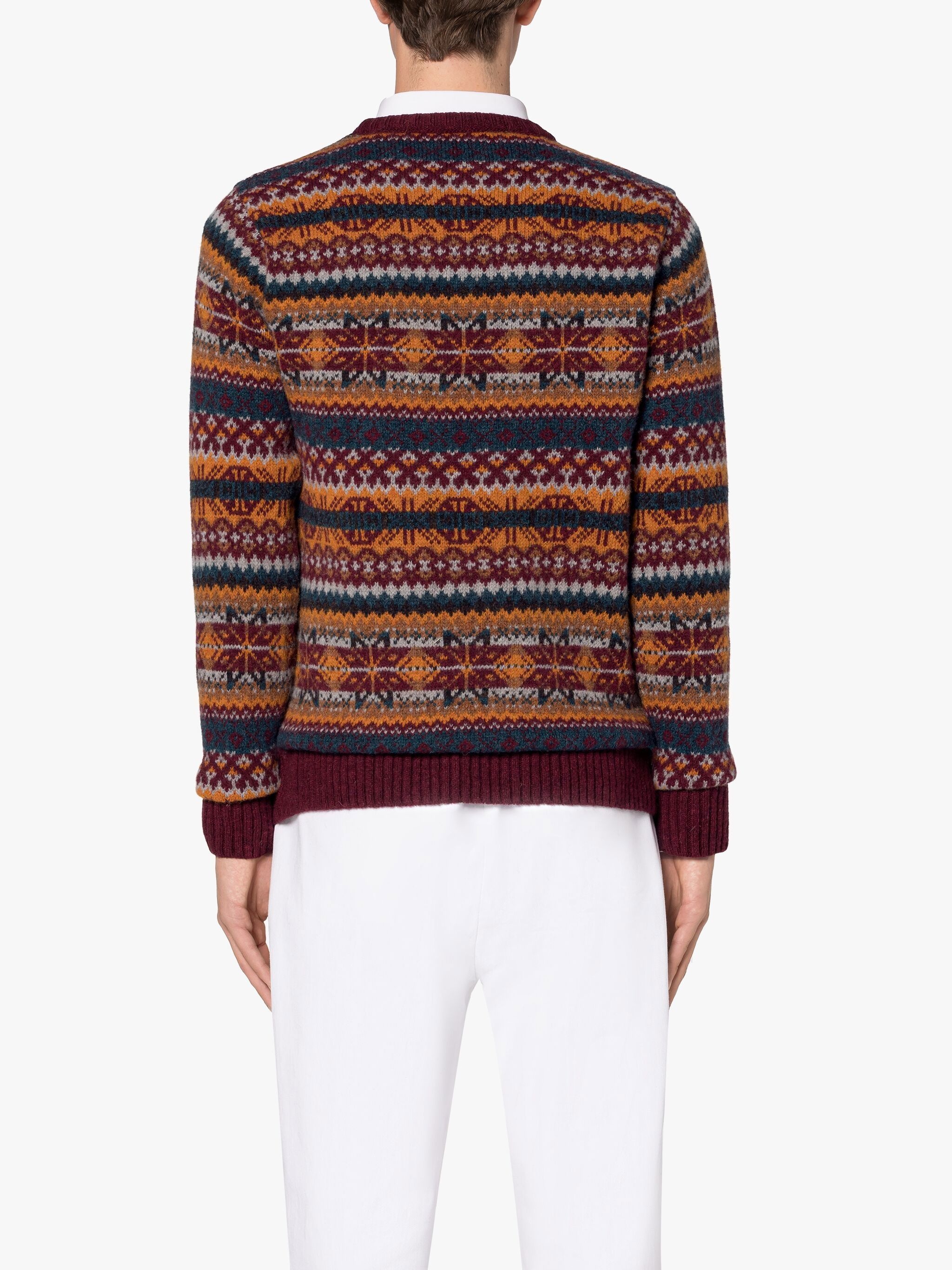 IMPULSE BORDEAUX MIX WOOL FAIR ISLE CREWNECK SWEATER - 4