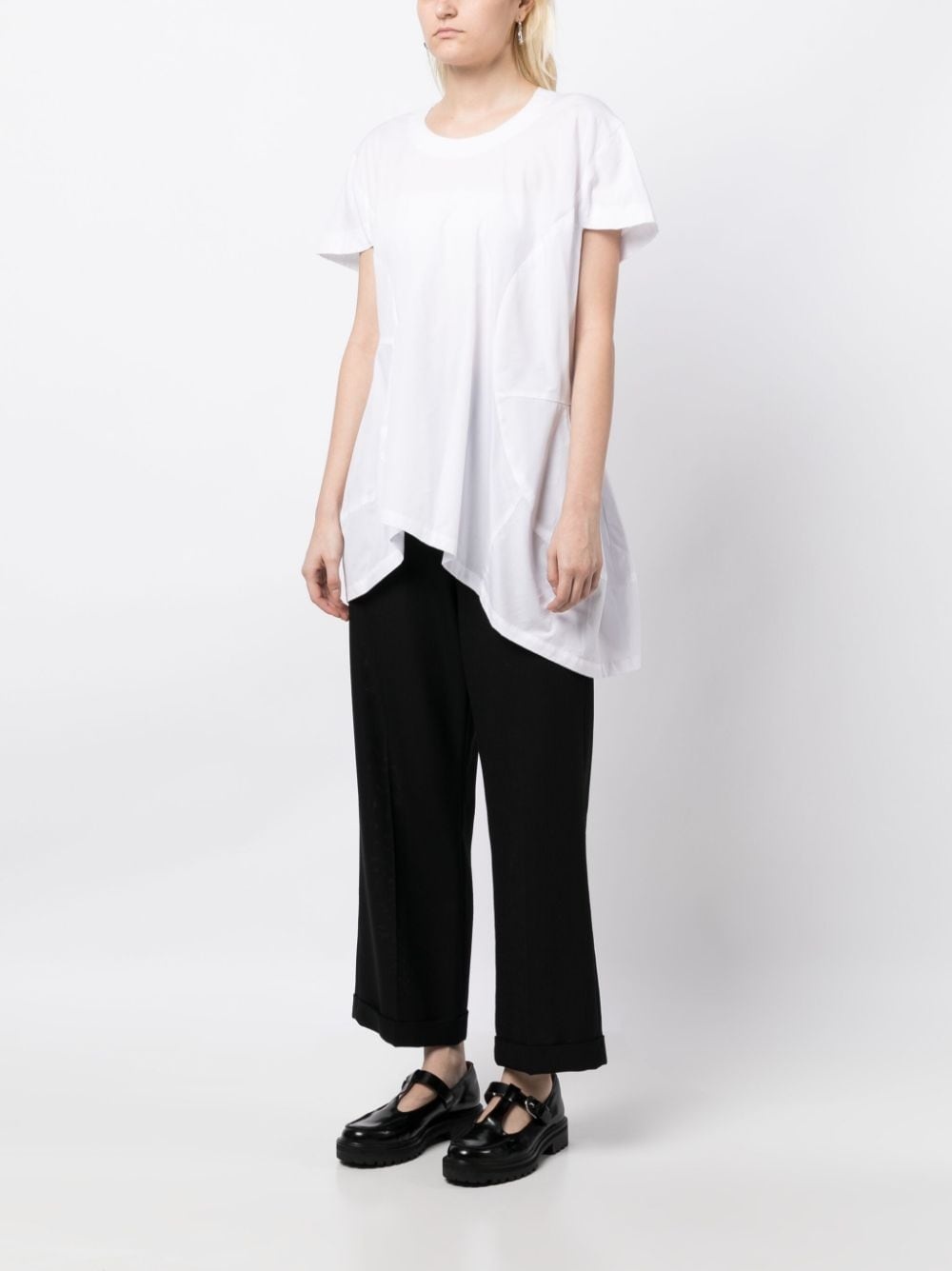 asymmetric-design panelled T-shirt - 3