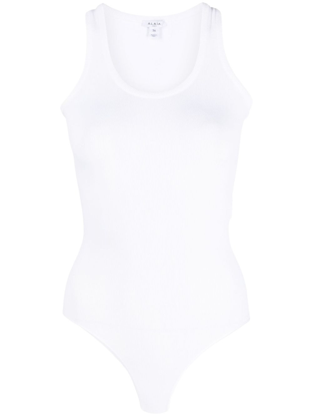 scoop-neck ribbed-knit bodysuit - 1