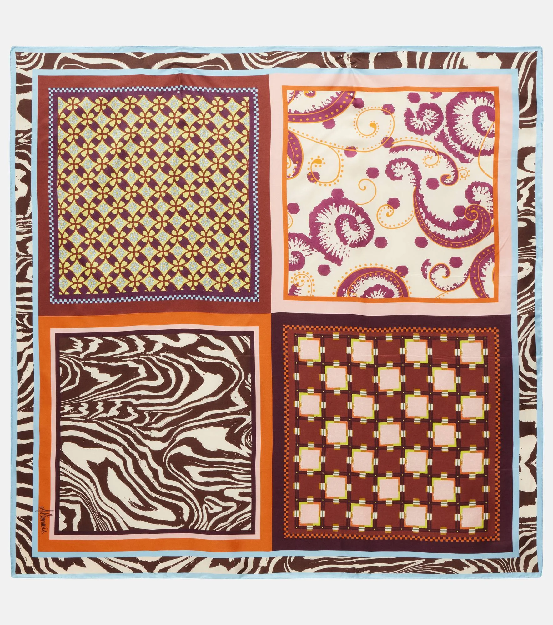 Wilson printed silk twill scarf - 1