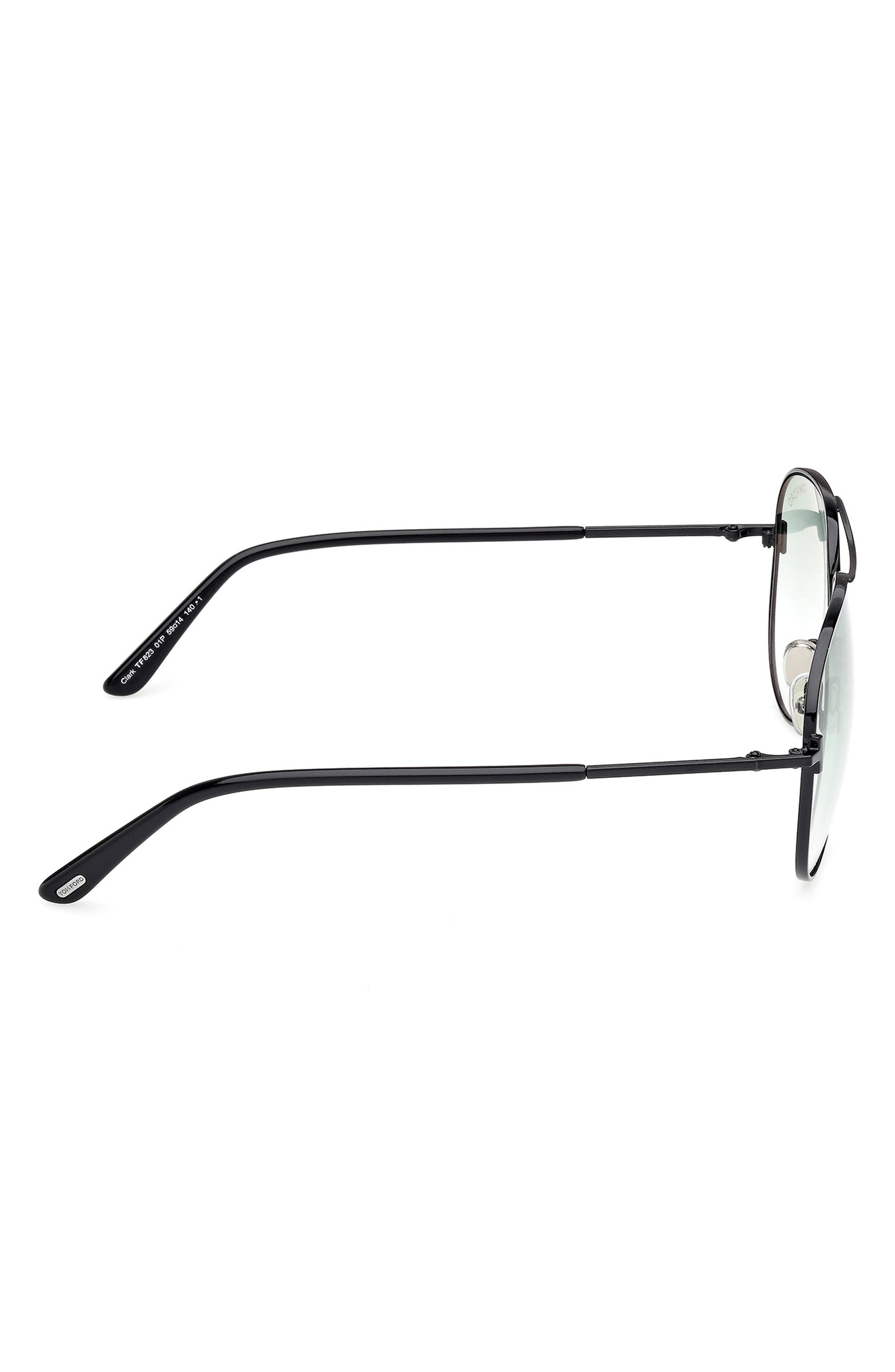 TOM FORD Clark 59mm Gradient Pilot Sunglasses in Shiny Black /Gradient Green at Nordstrom - 3