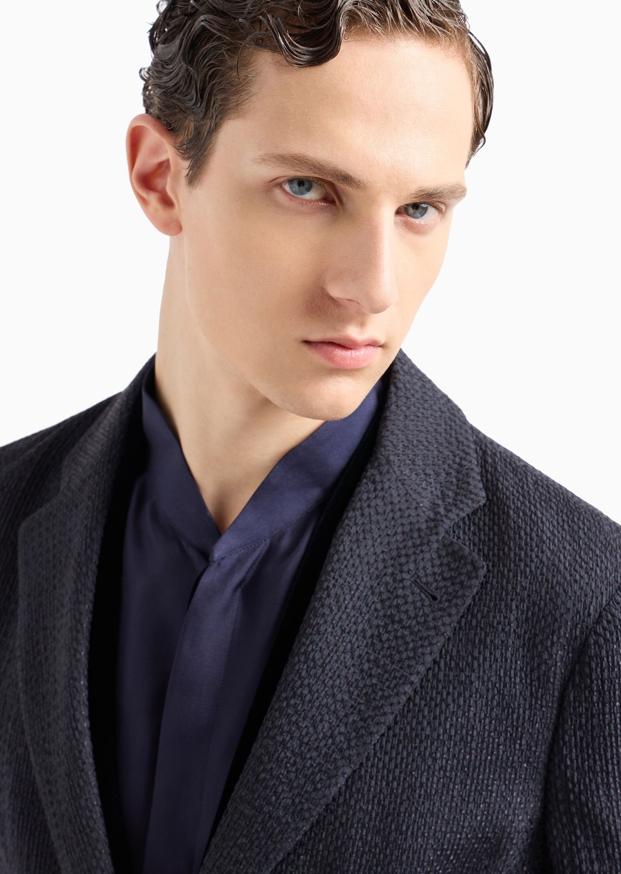 Single-breasted jacket in a mesh-effect cupro blend - 5
