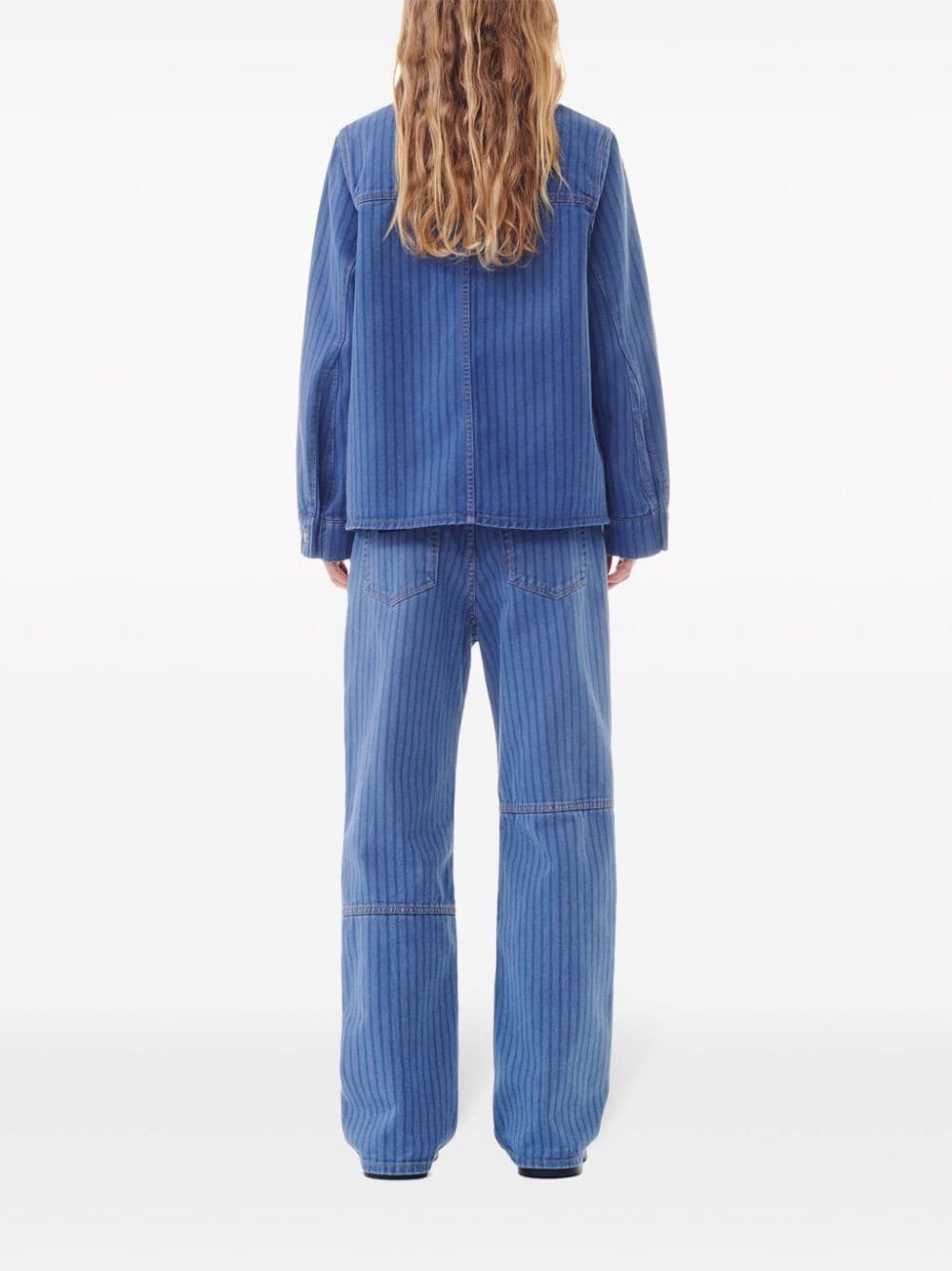 striped denim jacket - 4
