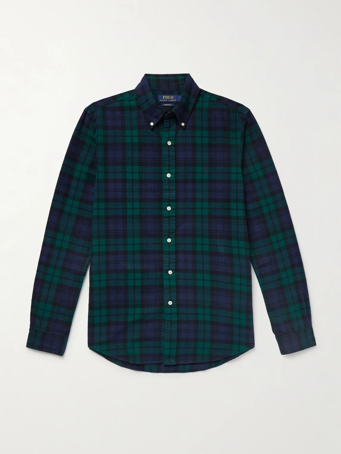 Button-Down Collar Logo-Embroidered Checked Brushed-Cotton Oxford Shirt - 1