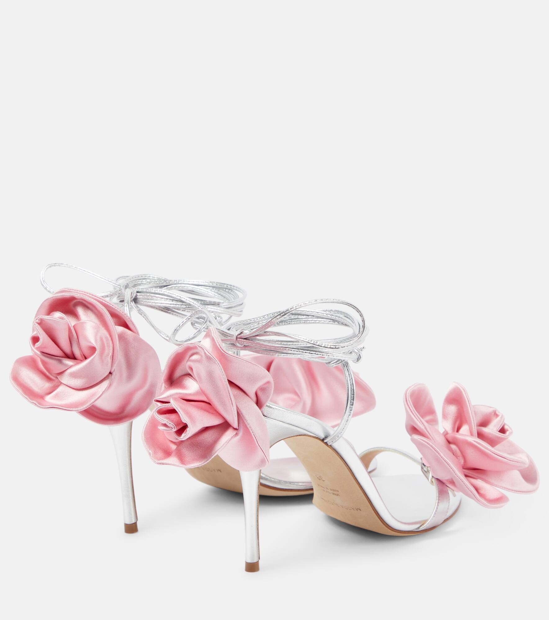 Floral-appliqué leather sandals - 3
