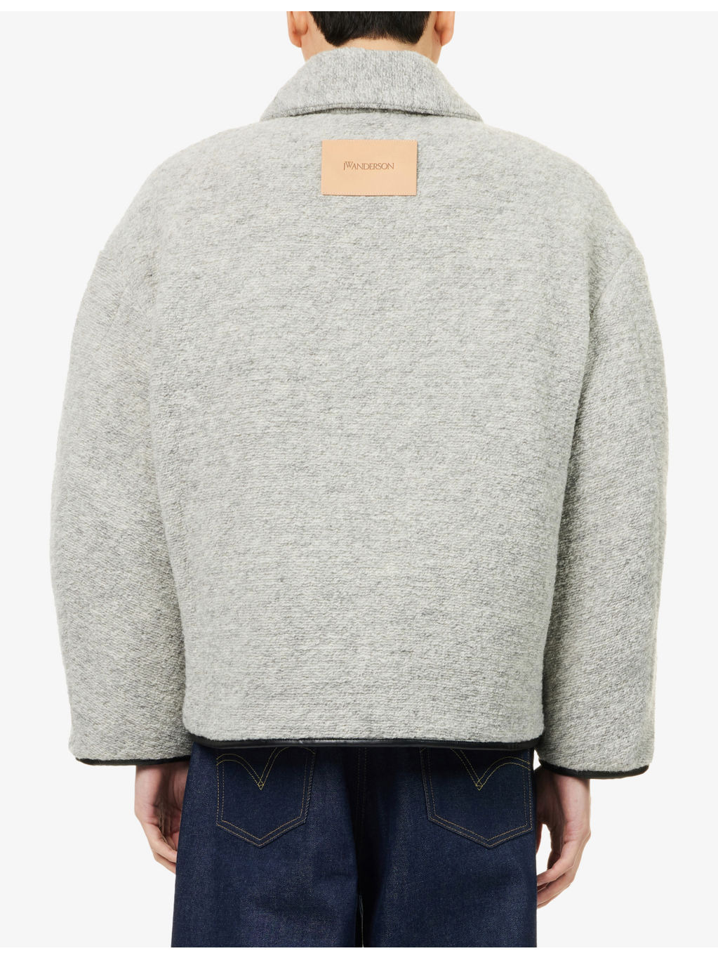 Contrast-Trim Relaxed-Fit Knitted Wool-Blend Jacket - 4