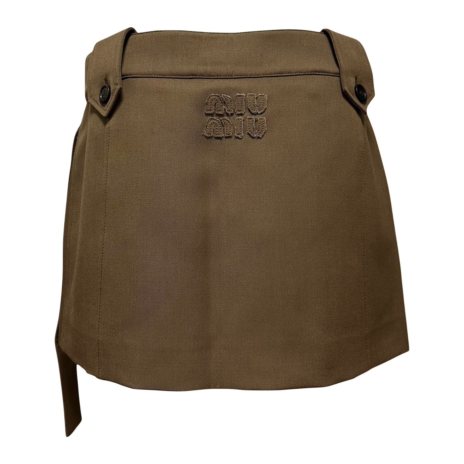 MIU MIU Spring Summer 2024 Mud Gabardine Mini Skirt - 2