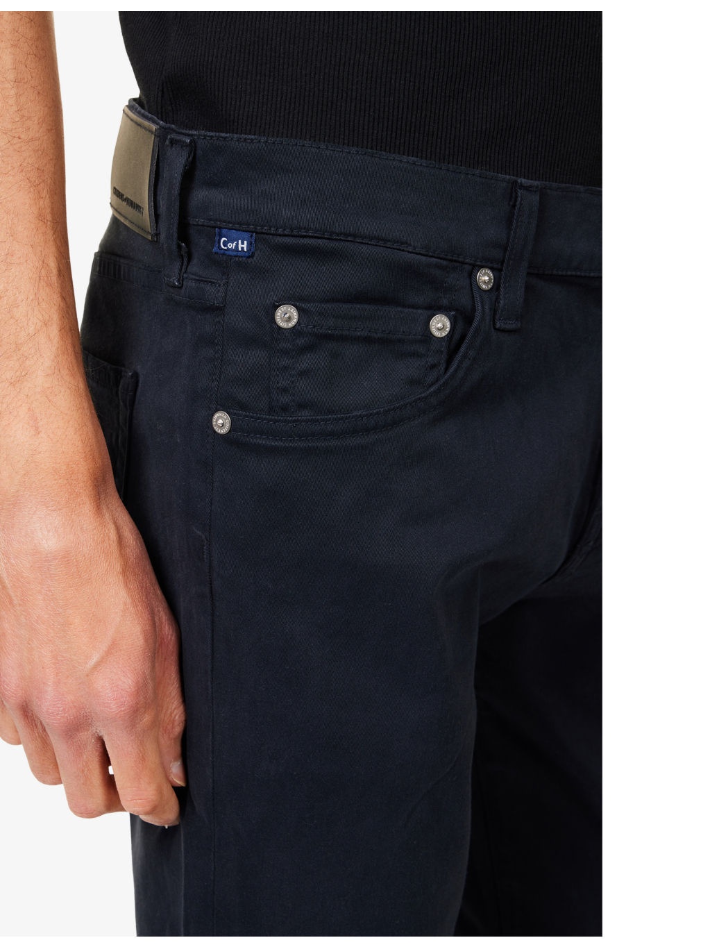 London slip-pocket straight-leg regular-fit cotton-blend trousers - 5